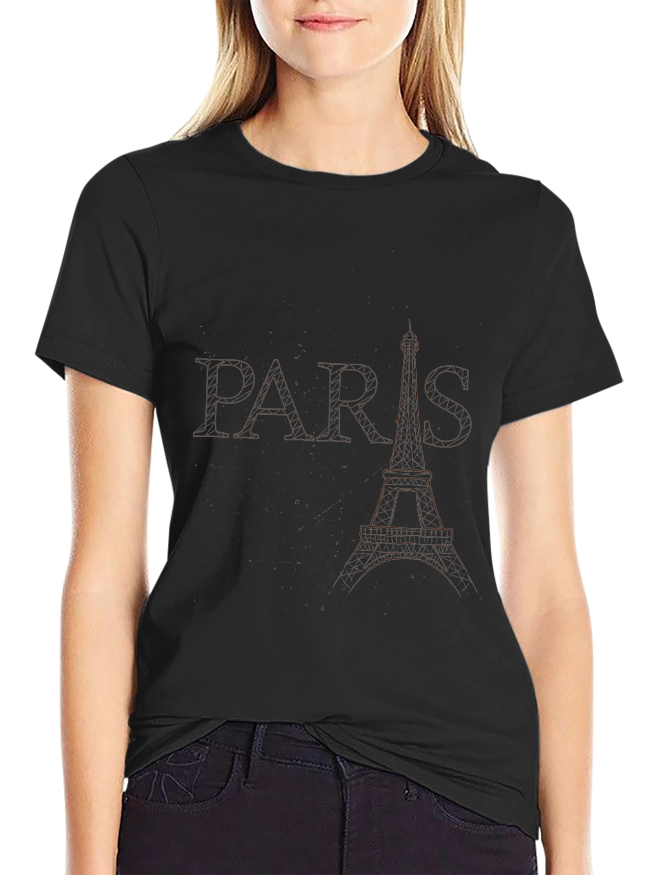Paris Eiffel Tower Black Graphic Tee