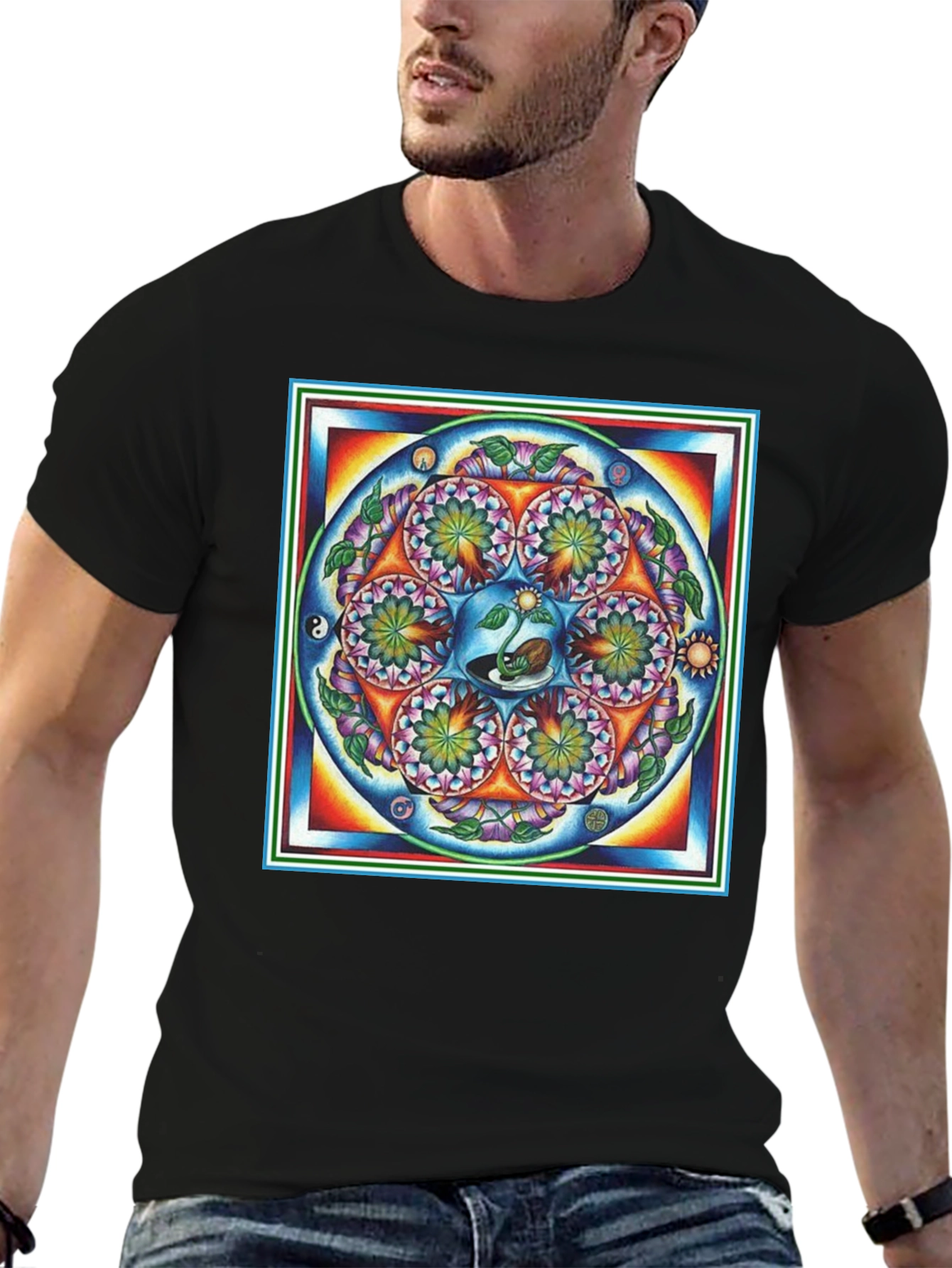 Psychedelic Mandala T-Shirt - Black Graphic Tee