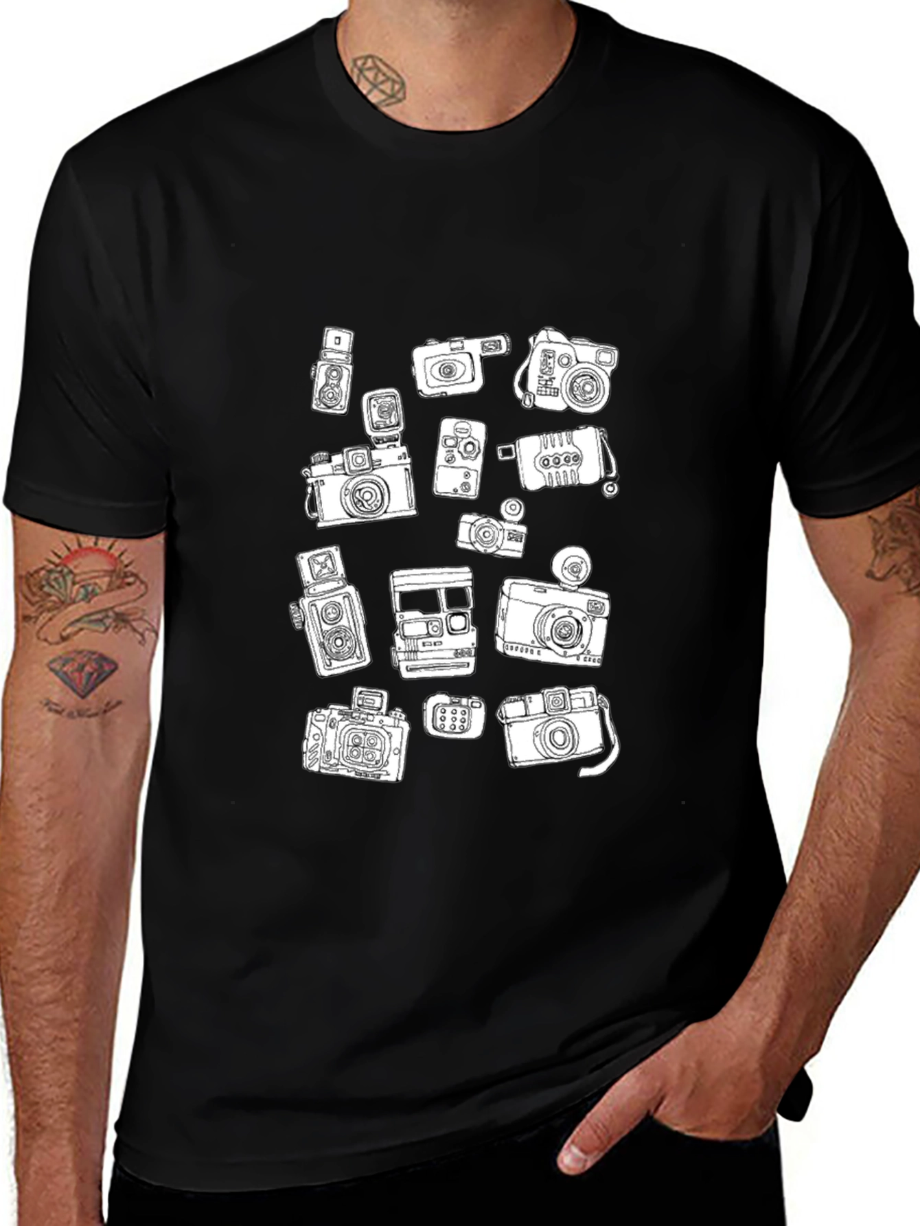 Camera Print Black T-Shirt