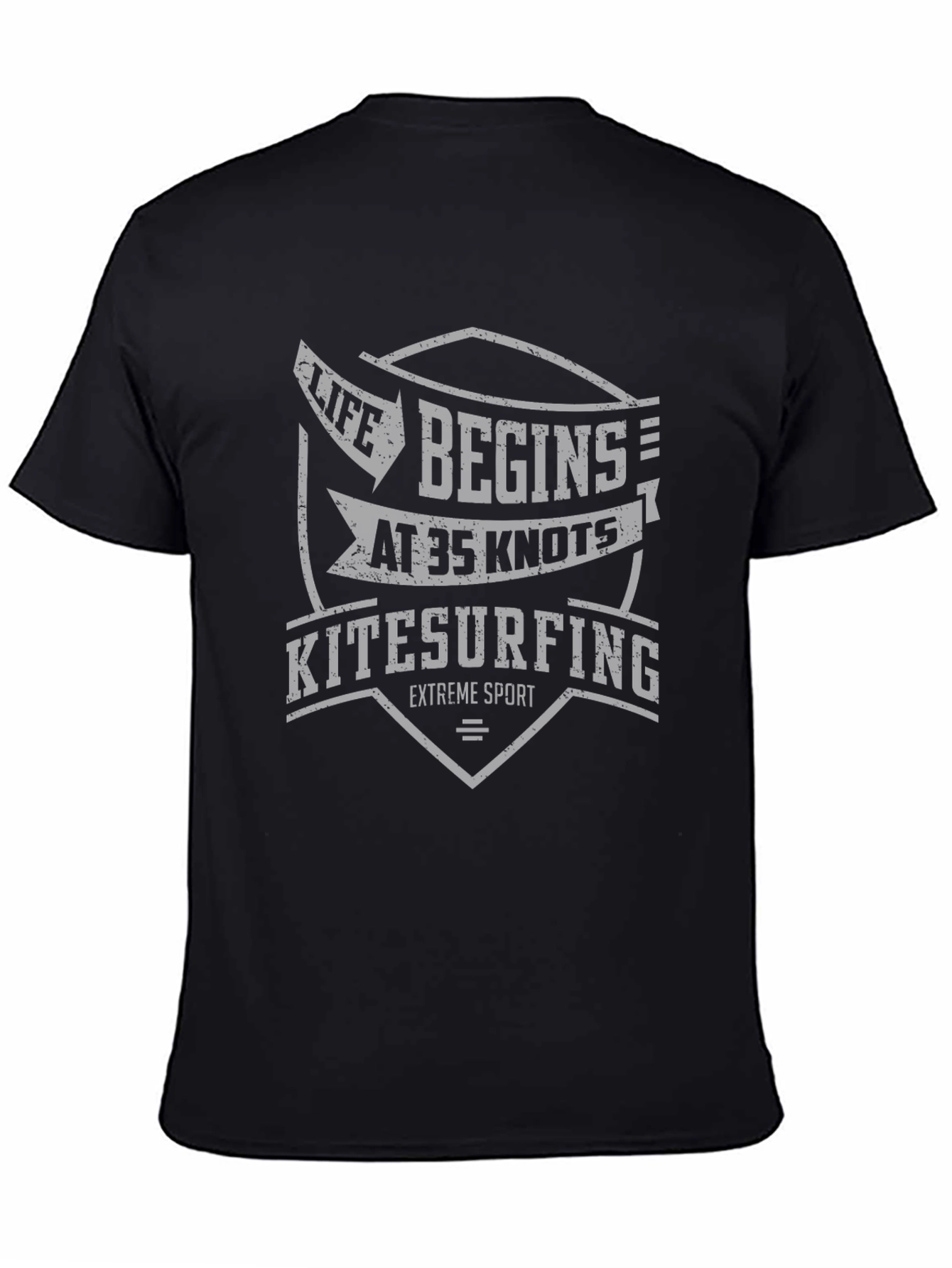 Kitesurfing Life Begins at 35 Knots Black T-Shirt