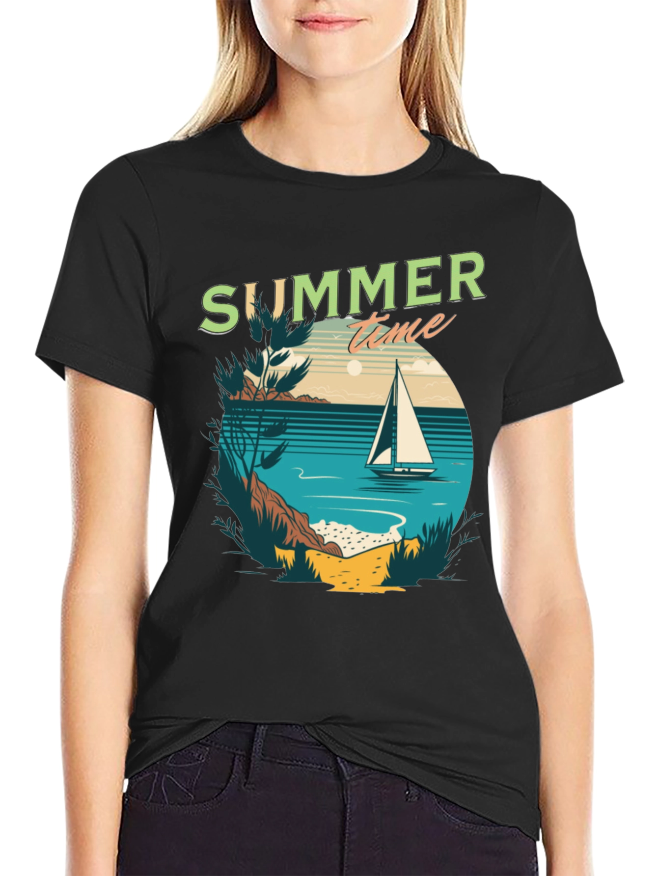 Summer Time Sailboat Graphic T-Shirt