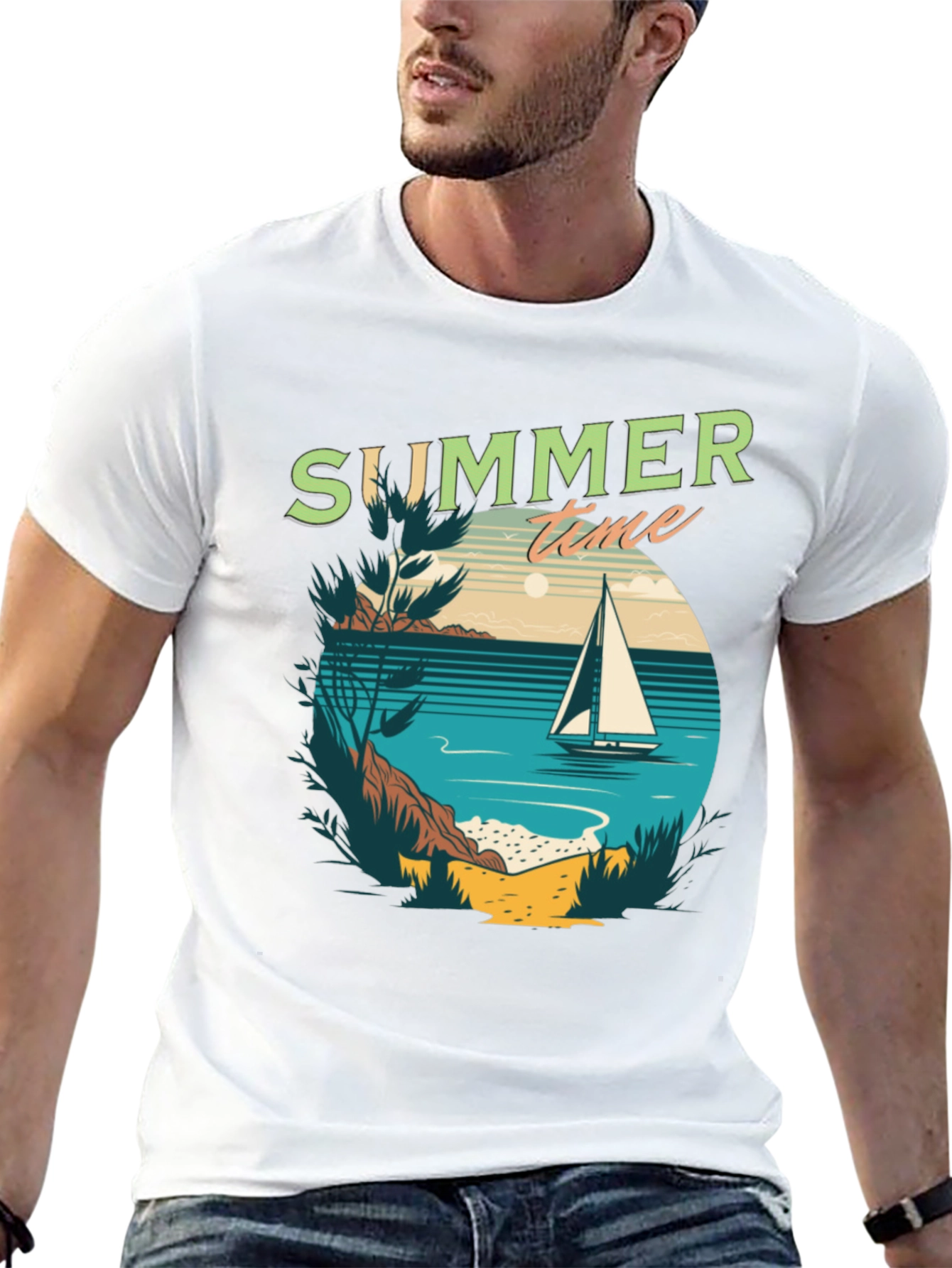 Summer Time Sailboat Graphic T-Shirt