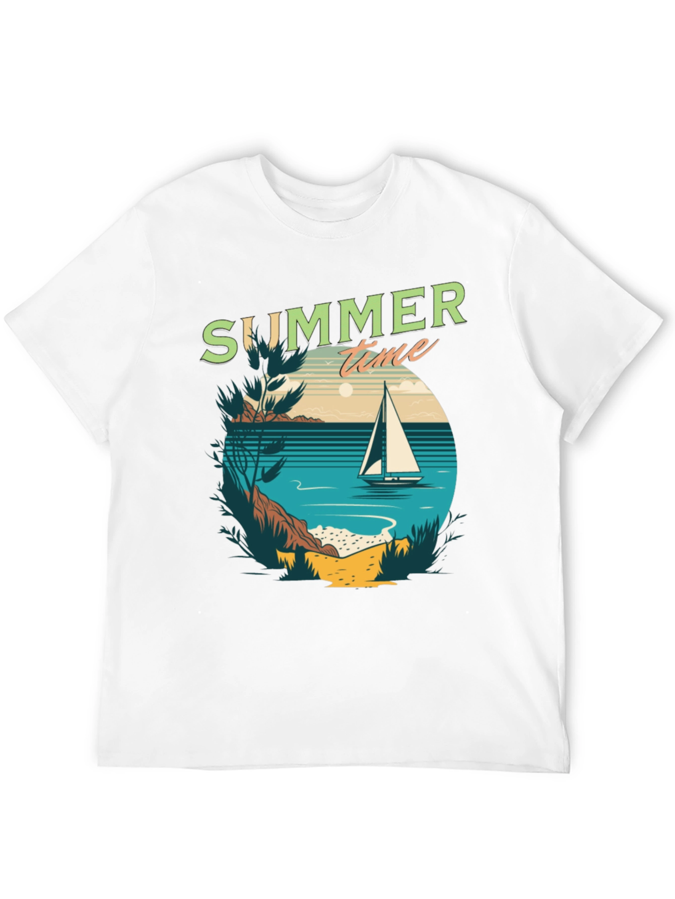 Summer Time Sailboat Graphic T-Shirt