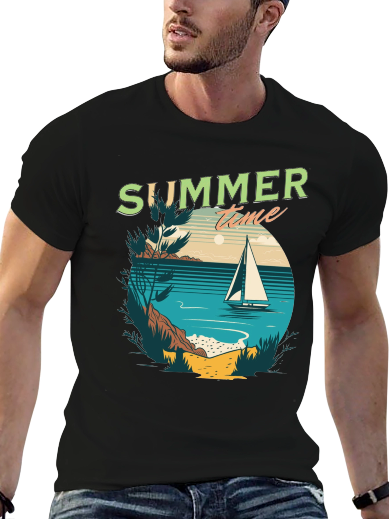 Summer Time Sailboat Graphic T-Shirt
