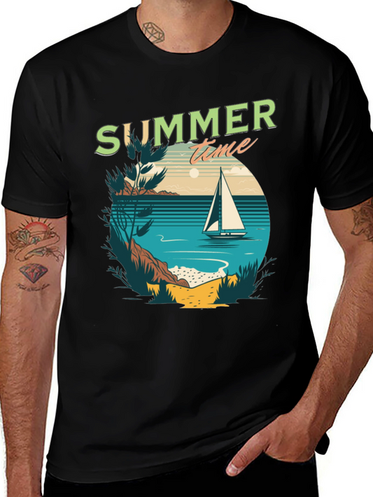Summer Time Sailboat Graphic T-Shirt