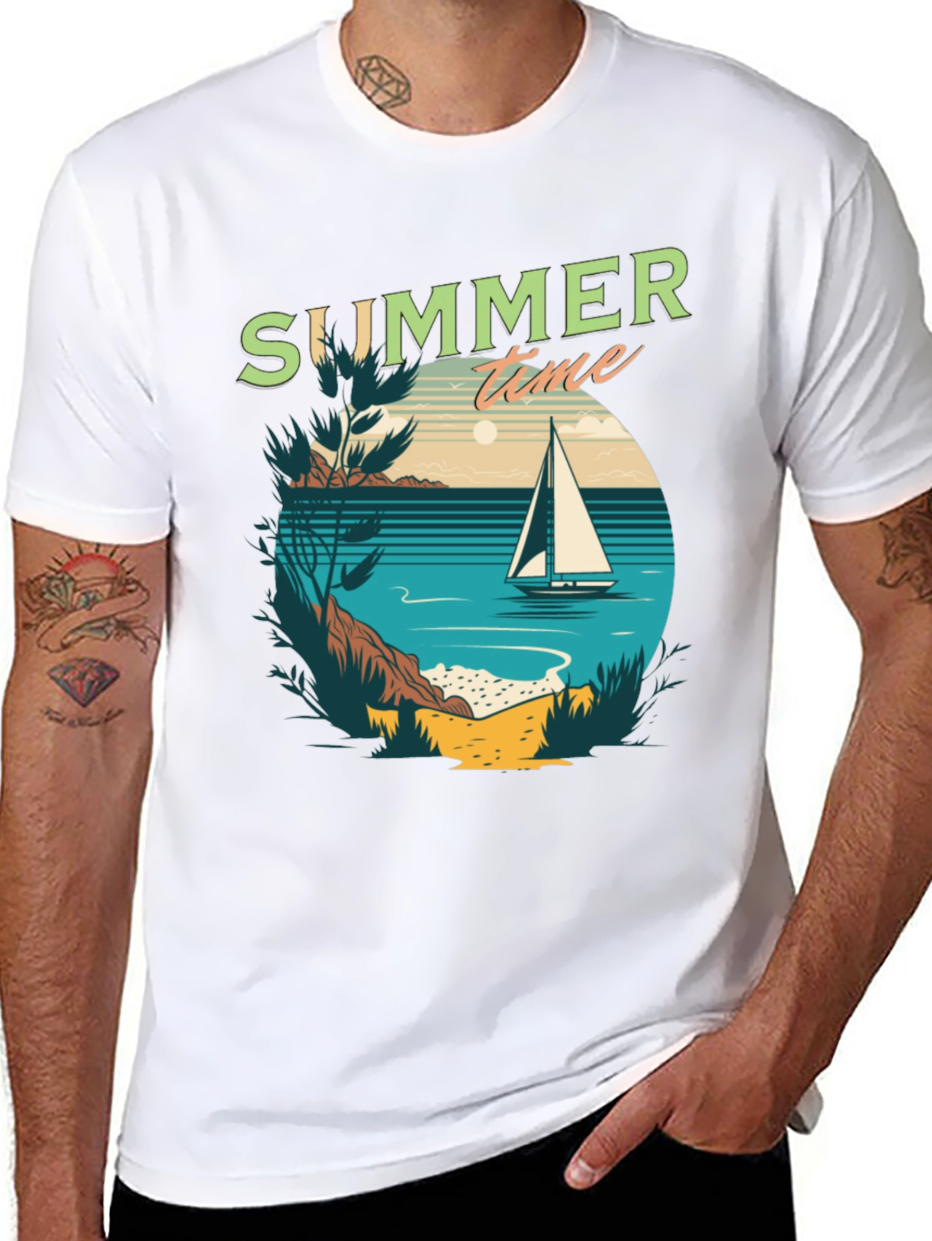 Summer Time Sailboat Graphic T-Shirt