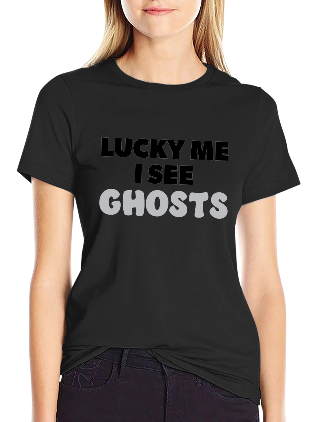 Lucky Me I See Ghosts Black Graphic Tee