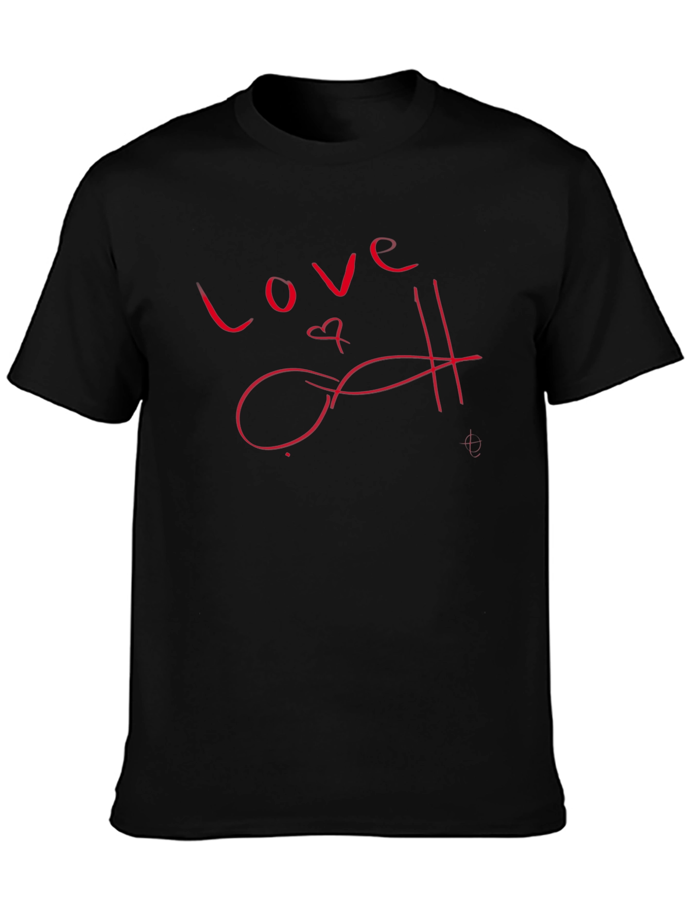 Love Script Black T-Shirt - Stylish and Trendy