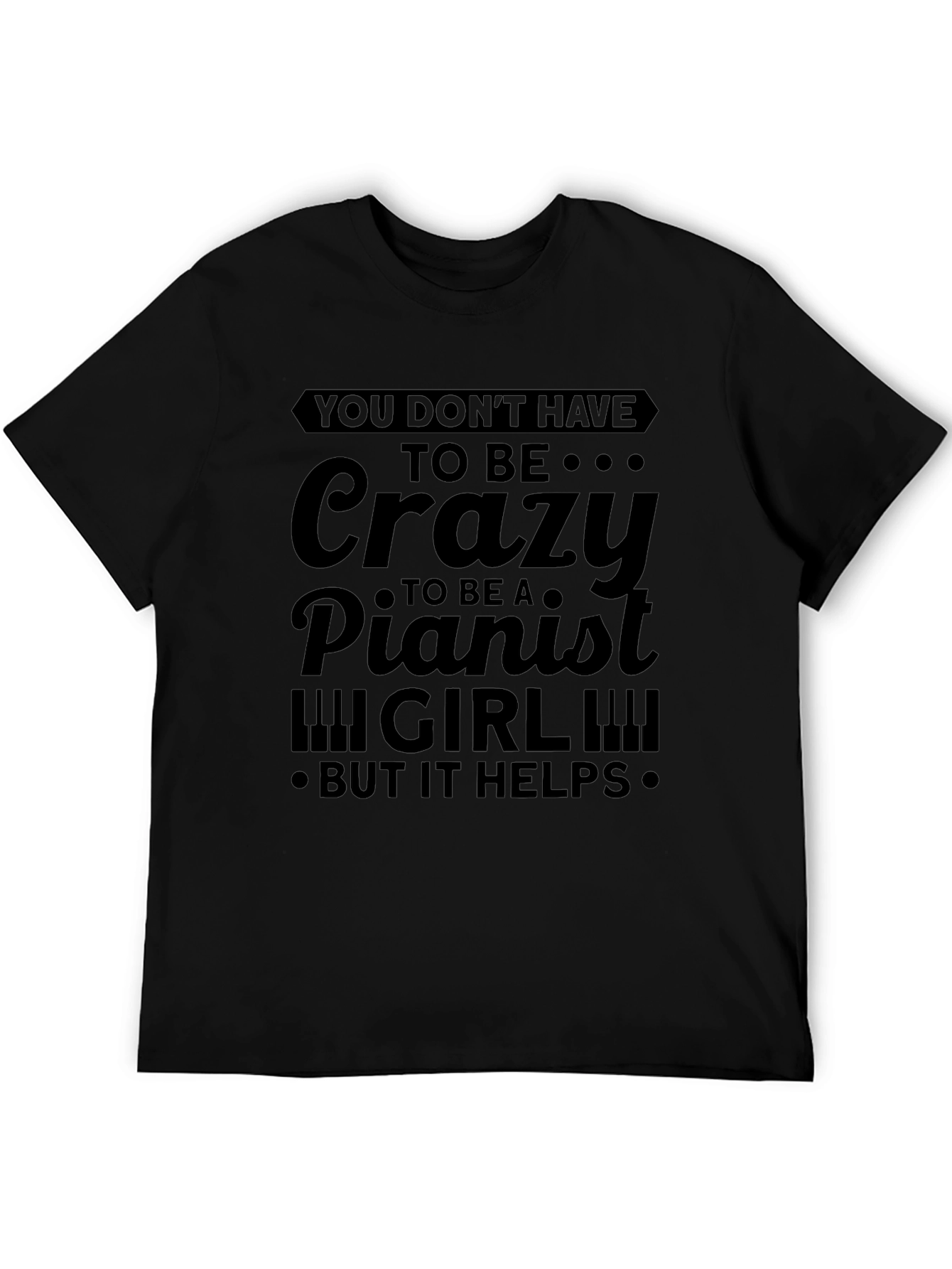 Crazy Pianist Girl T-Shirt - Novelty Music Tee