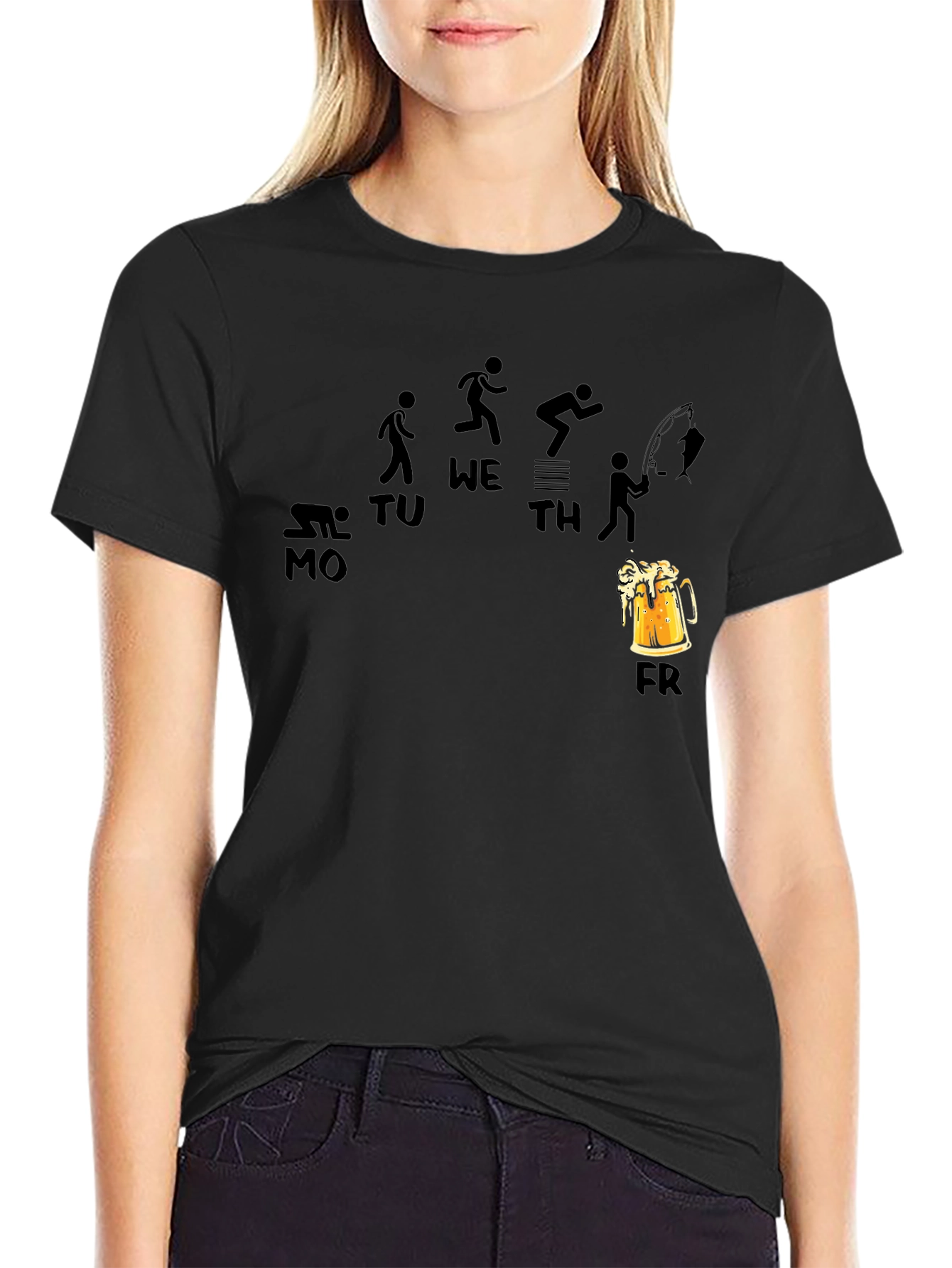 Funny Weekday Progression Black T-Shirt