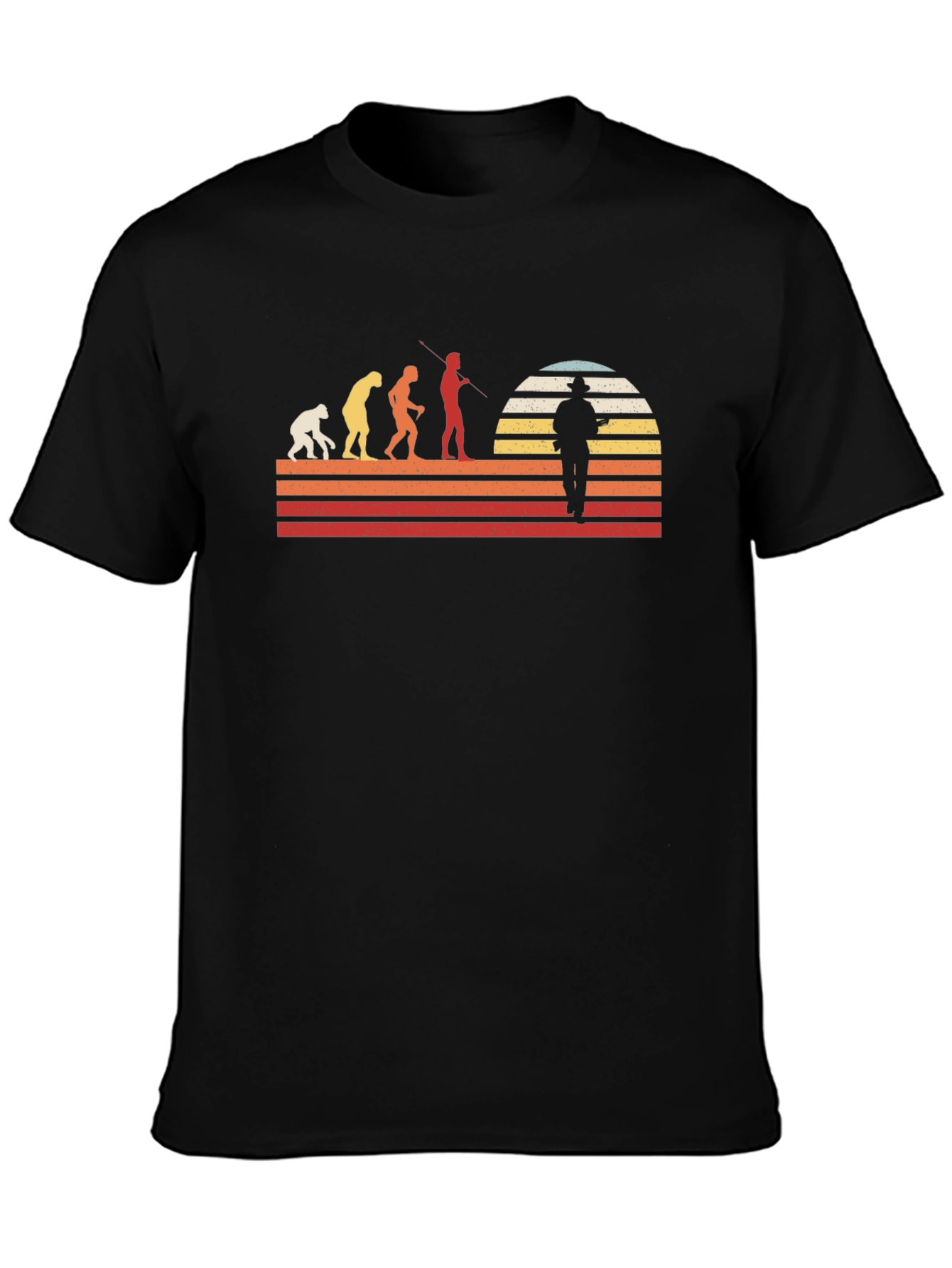 Evolution of Fisherman Retro Graphic T-Shirt