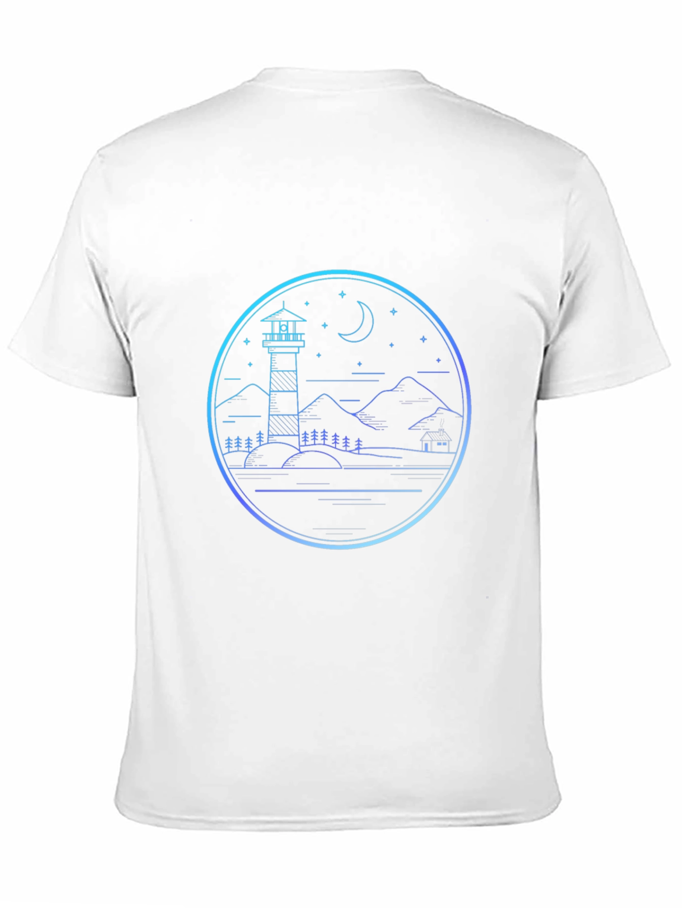 Lighthouse Scenic Graphic Print Black T-Shirt