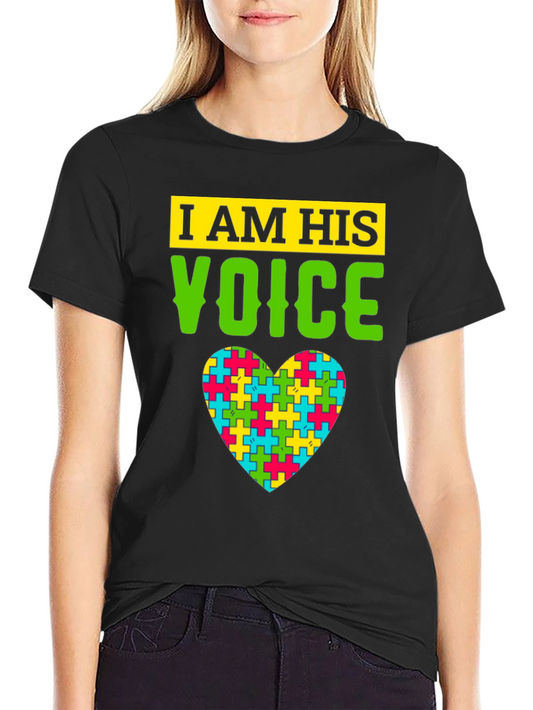 Autism Awareness T-Shirt - I Am His Voice Puzzle Heart