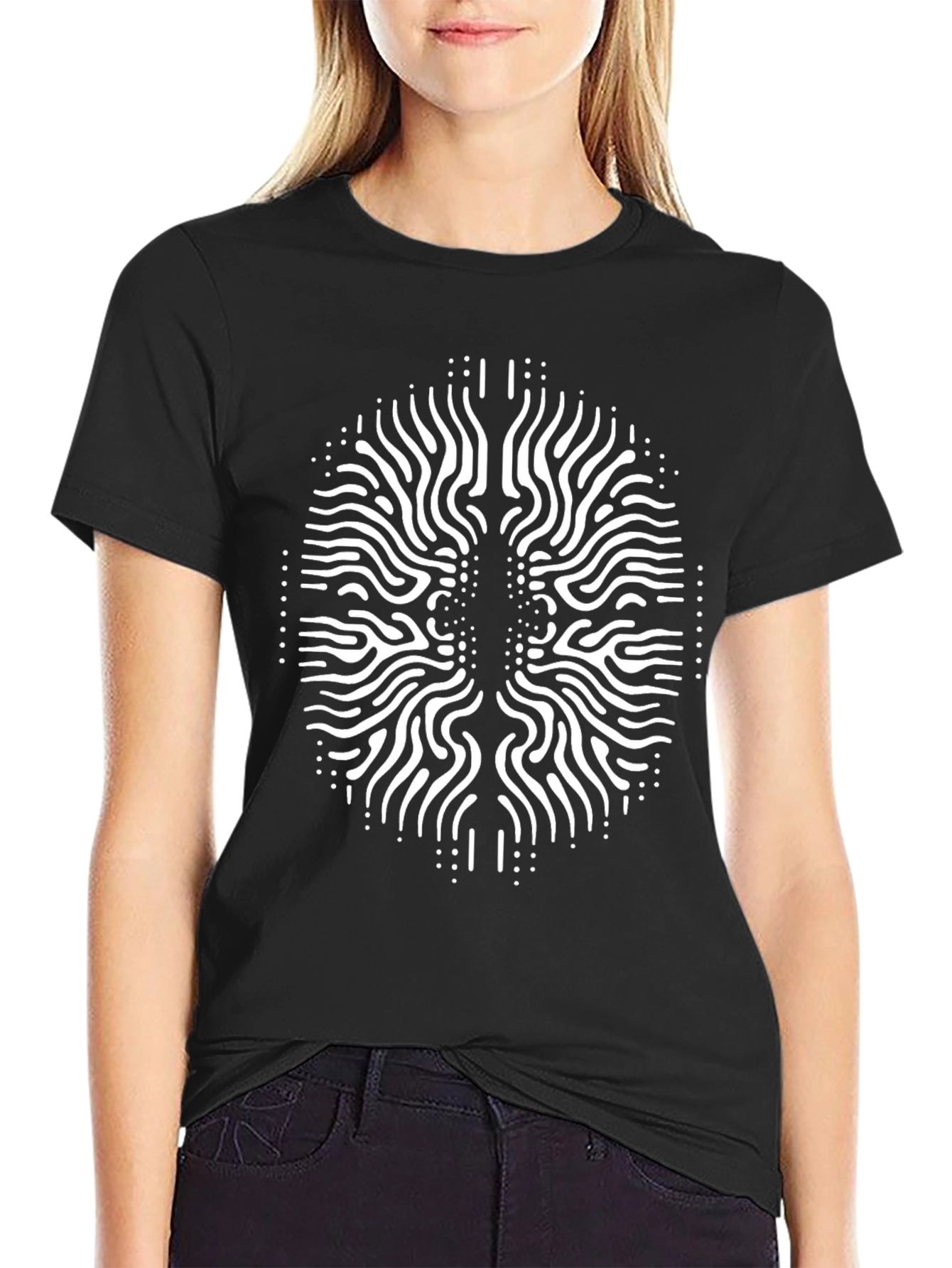 Abstract Brain Design Tee - Black Unisex T-Shirt