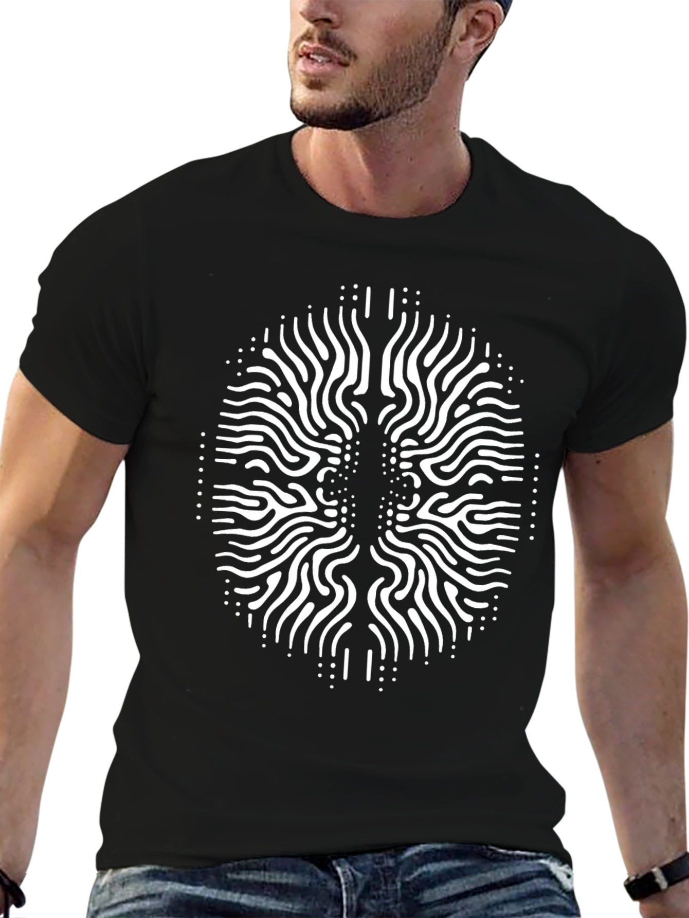 Abstract Brain Design Tee - Black Unisex T-Shirt