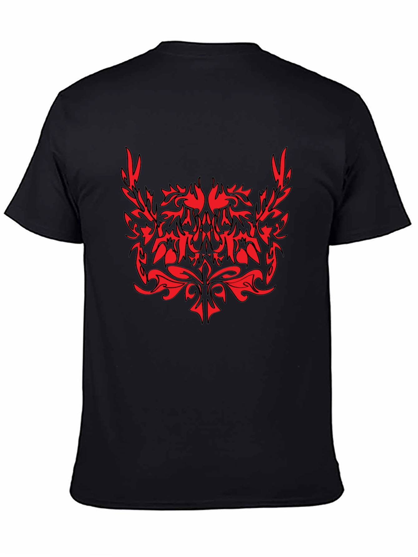 Tribal Graphic Black T-Shirt - Red Accent