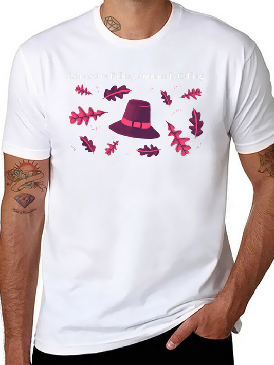 Autumn Leaves Hat Black T-Shirt