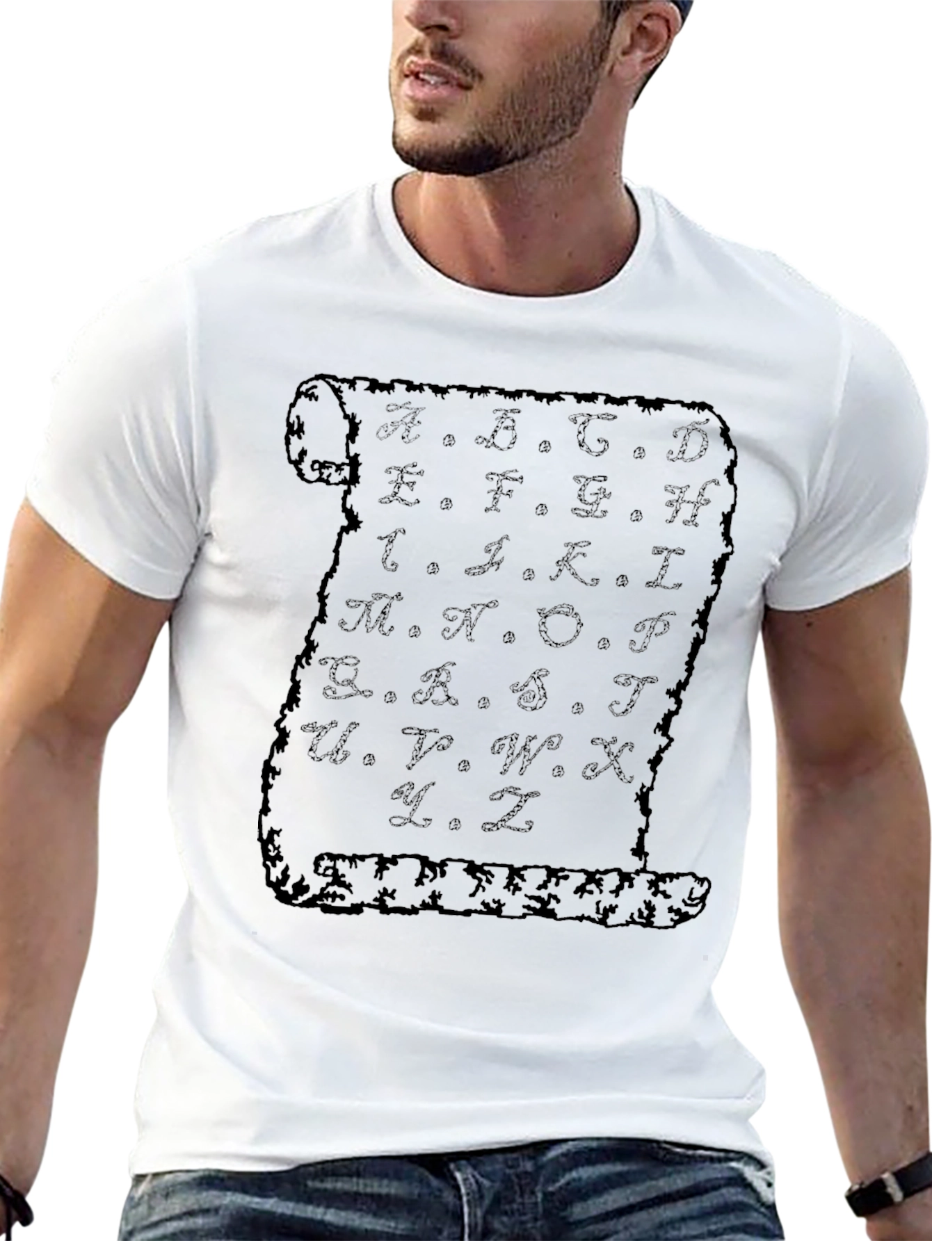 Alphabet Scroll Black T-Shirt