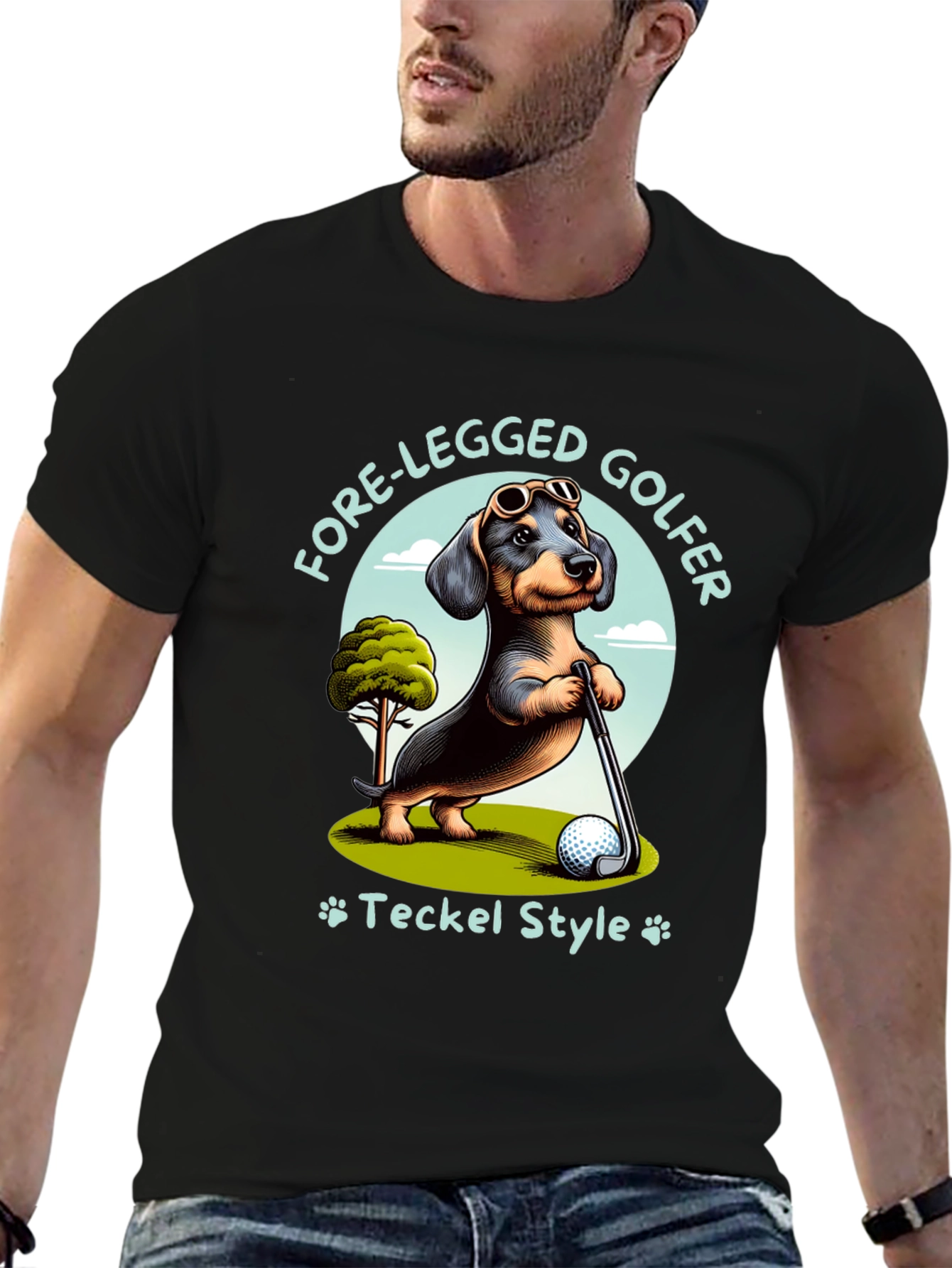 Fore-Legged Golfer Dachshund T-Shirt
