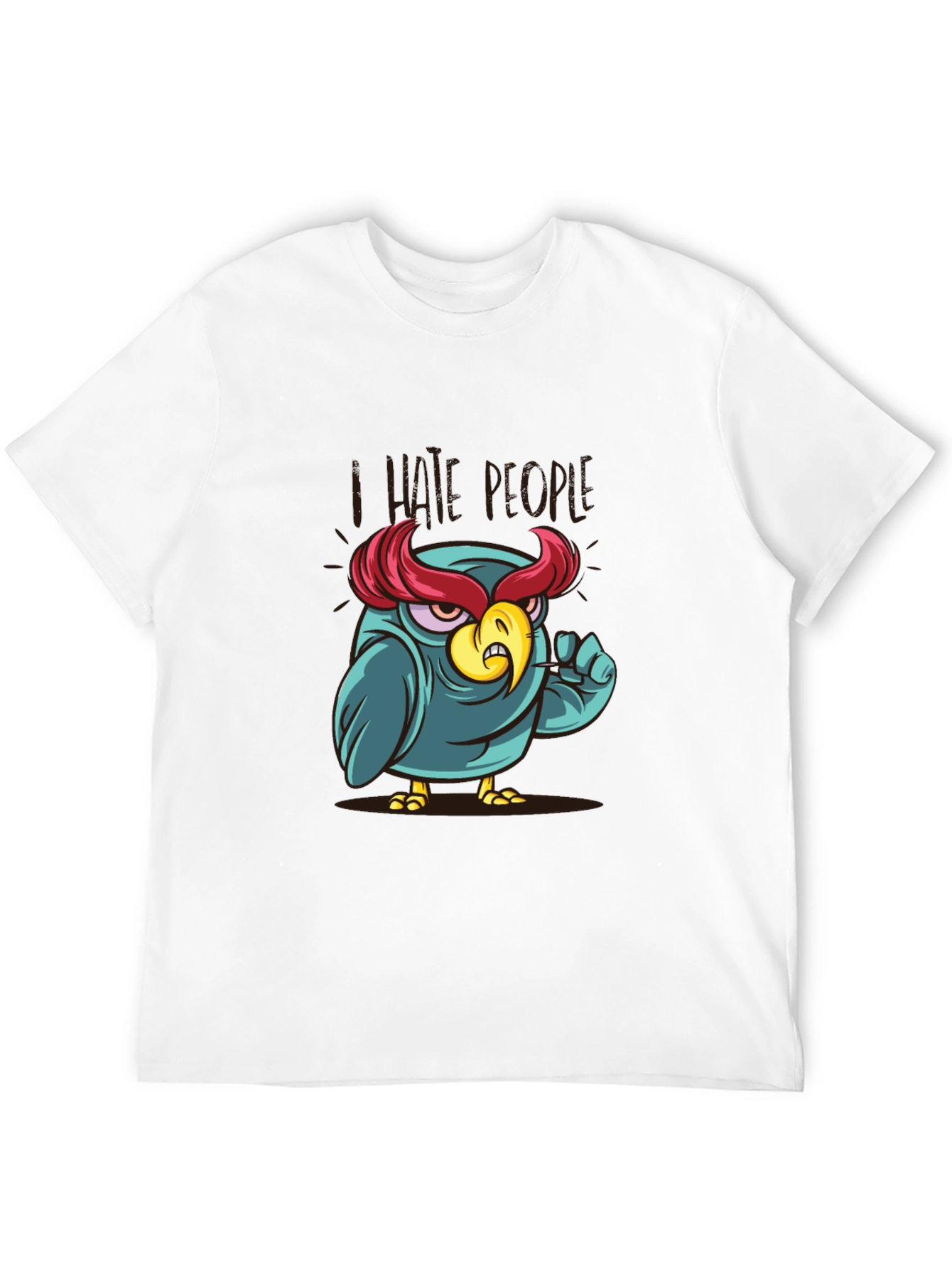I Hate People Owl Graphic Tee - Black Cotton