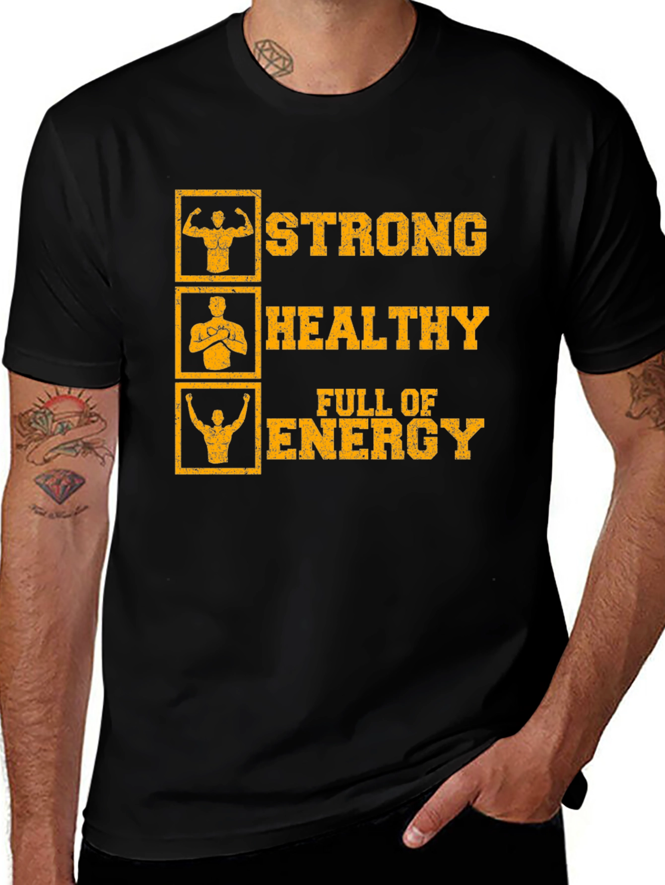 Strong Healthy Energy T-Shirt: Gym Workout Motivation