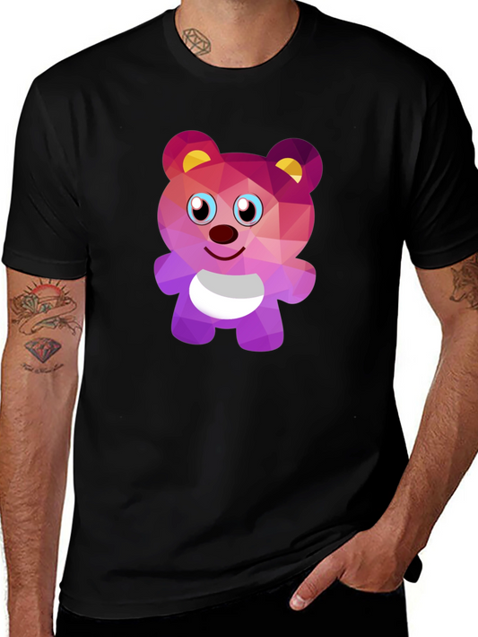Geometric Bear Graphic Tee - Stylish Black T-Shirt