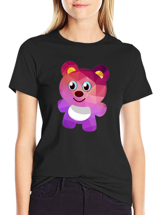 Geometric Bear Graphic Tee - Stylish Black T-Shirt