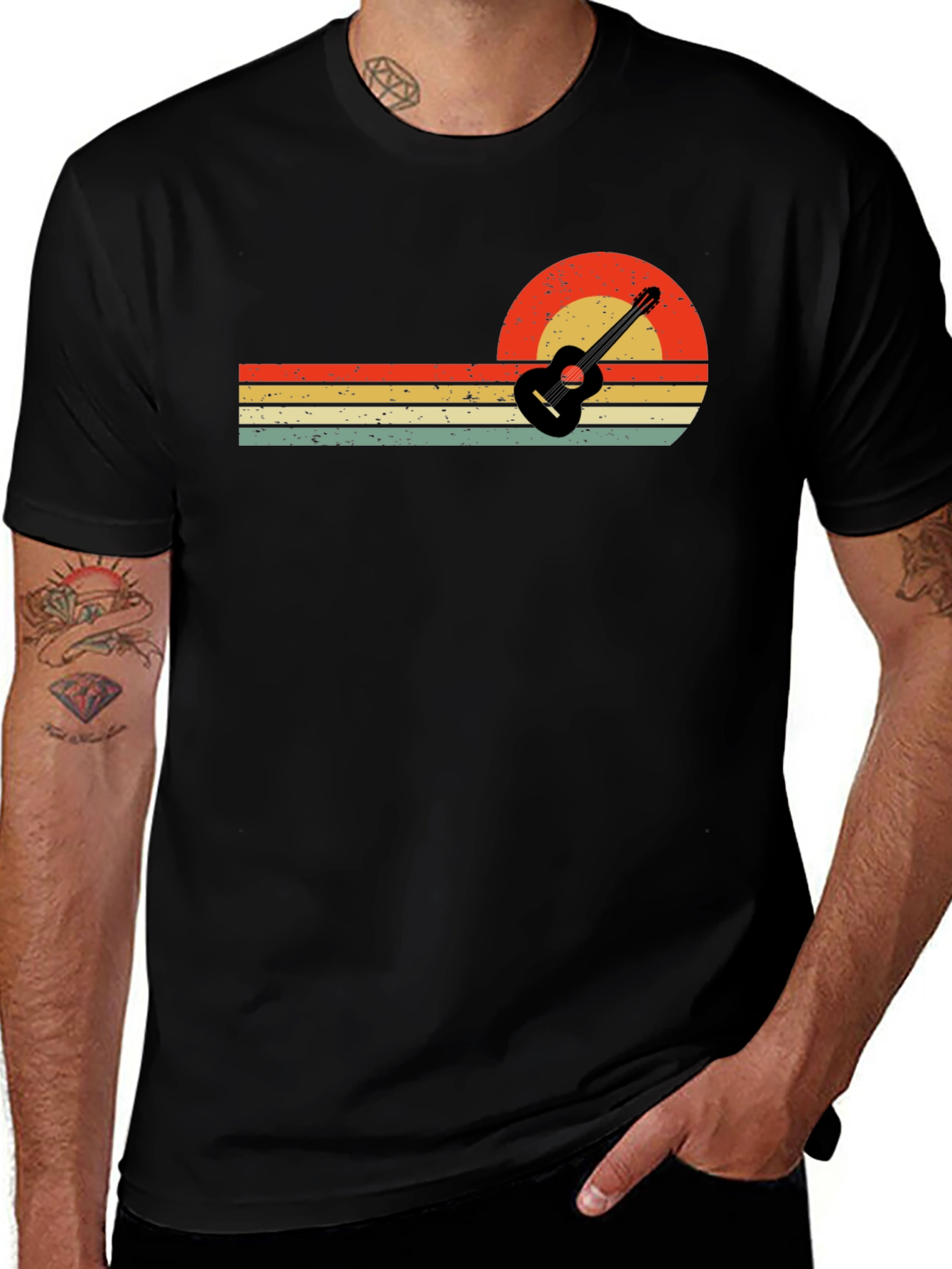 Retro Sunset Guitar T-Shirt