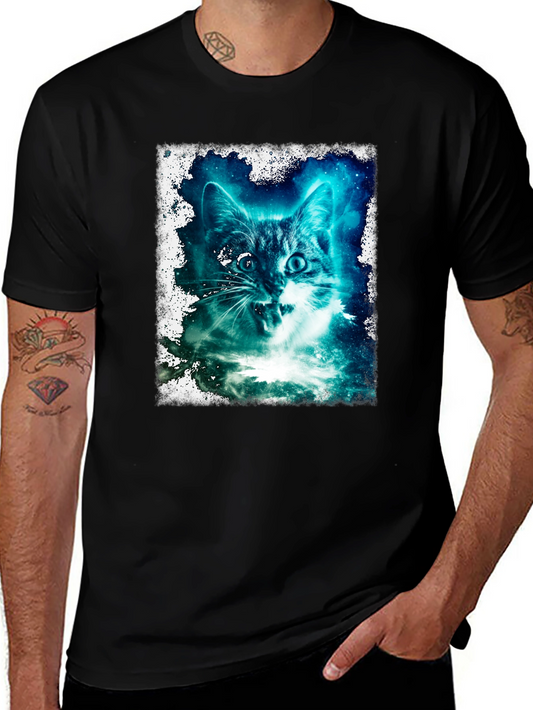 Galactic Cat Graphic Tee - Black T-Shirt