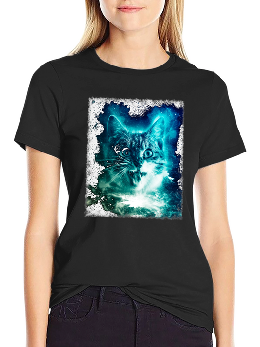 Galactic Cat Graphic Tee - Black T-Shirt