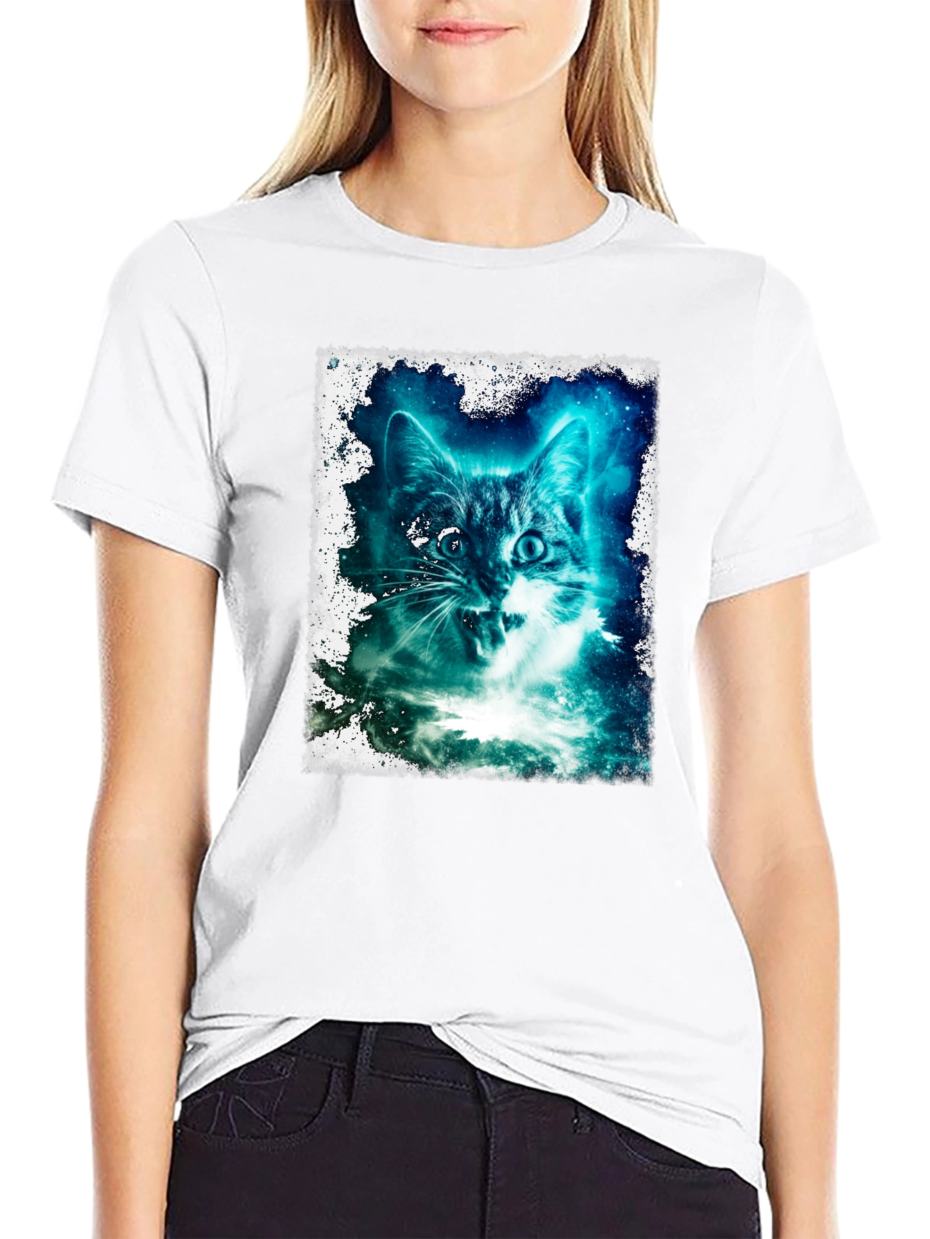Galactic Cat Graphic Tee - Black T-Shirt