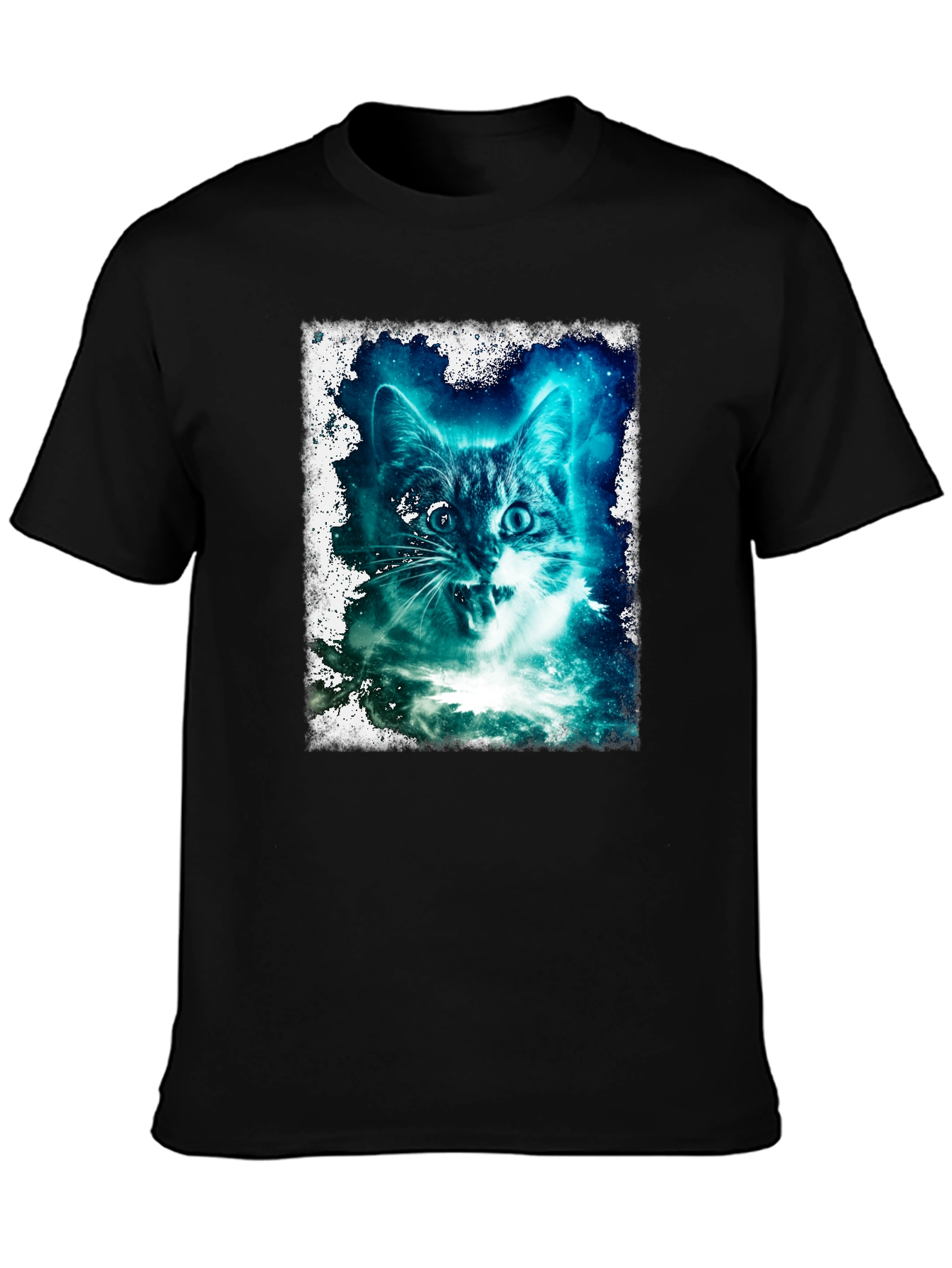 Galactic Cat Graphic Tee - Black T-Shirt