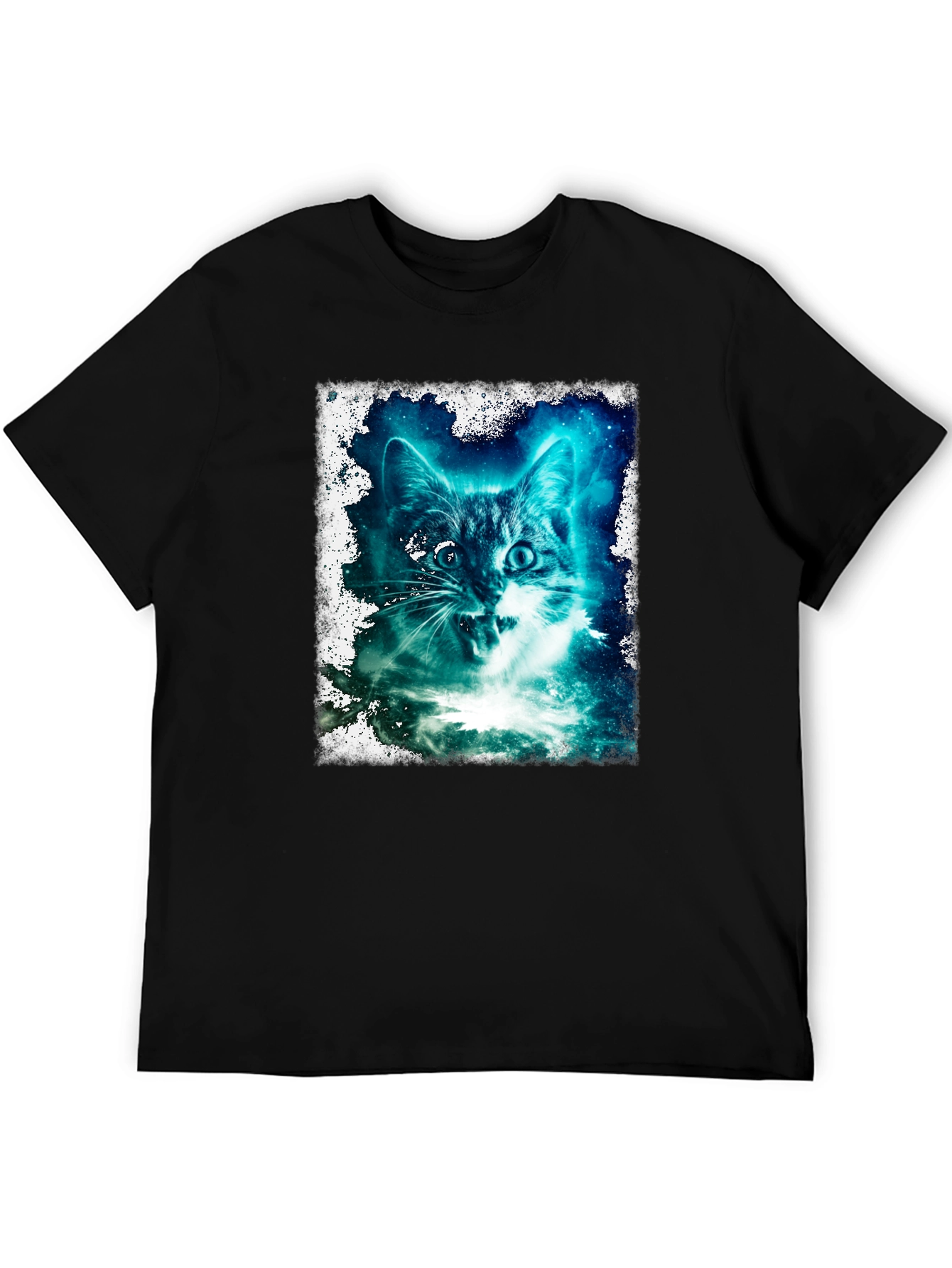 Galactic Cat Graphic Tee - Black T-Shirt