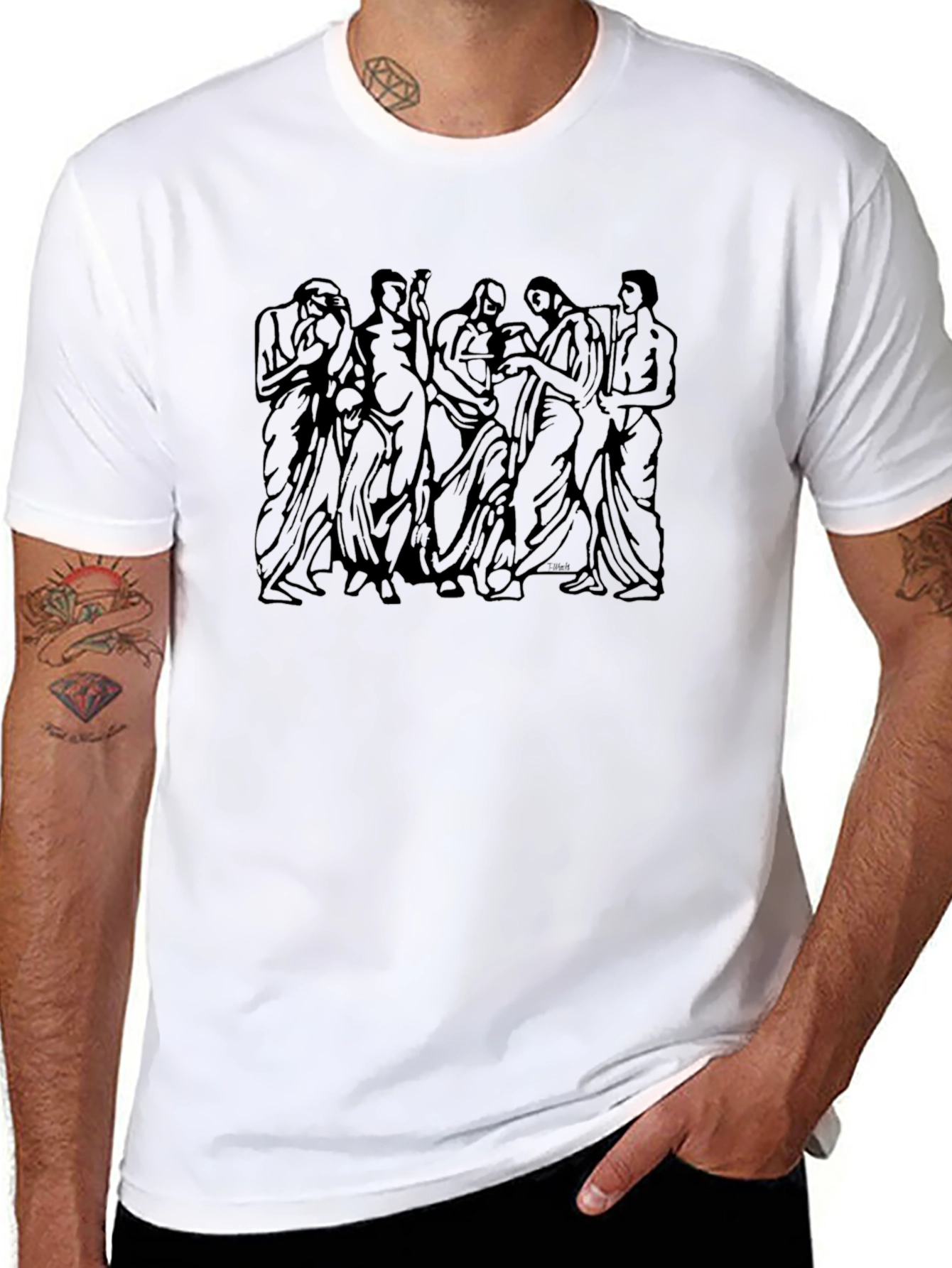 Artistic Print Black T-Shirt
