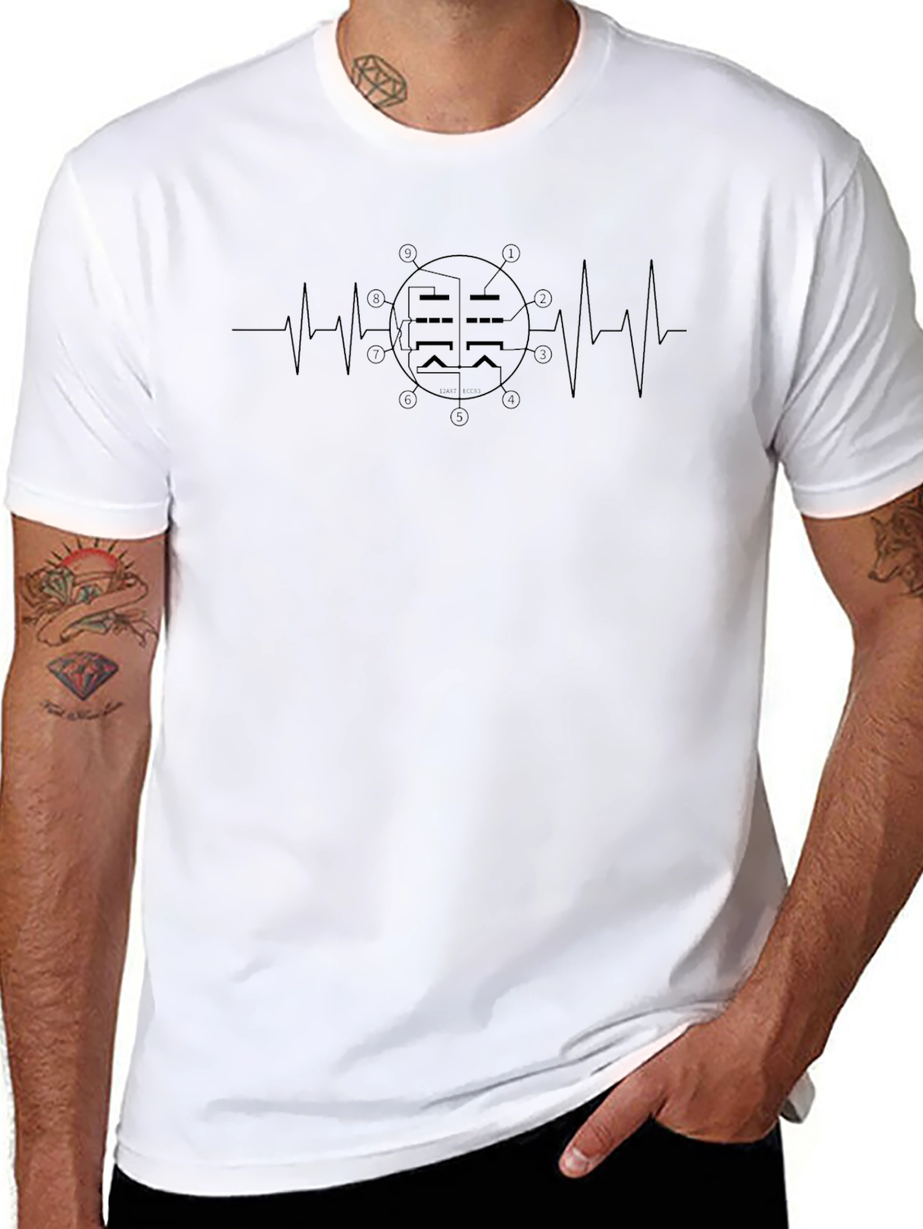 Heartbeat Tube T-Shirt - Black Graphic Tee