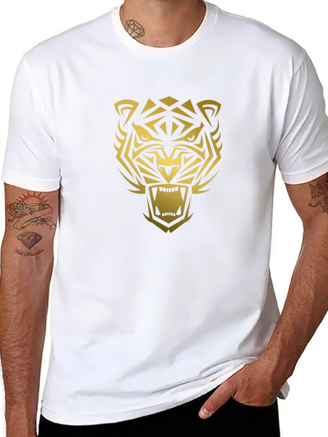 Bold Tiger Graphic Black T-Shirt
