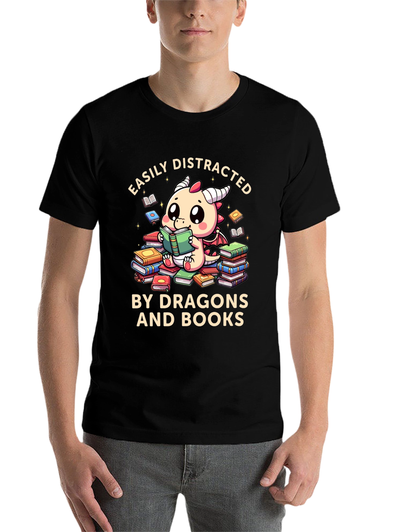 Easily Distracted by Dragons and Books T-Shirt