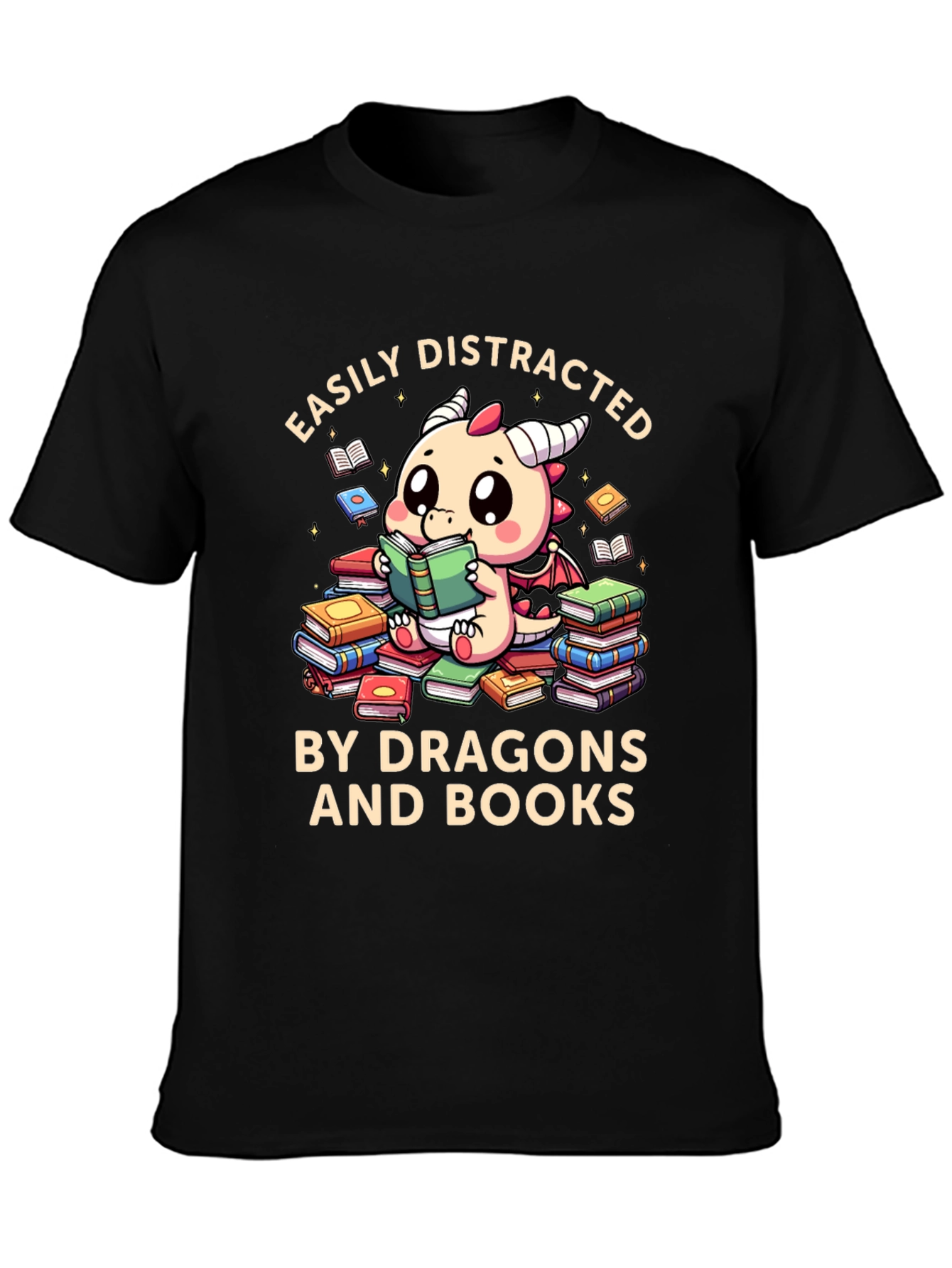 Easily Distracted by Dragons and Books T-Shirt