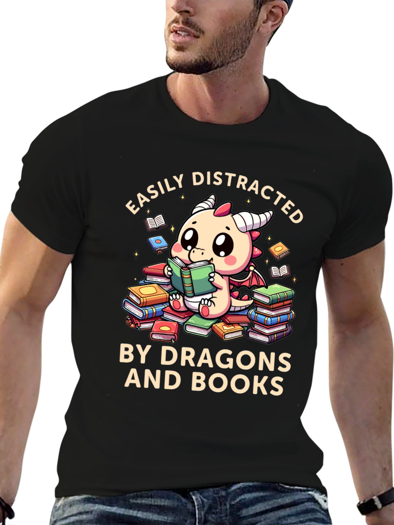 Easily Distracted by Dragons and Books T-Shirt