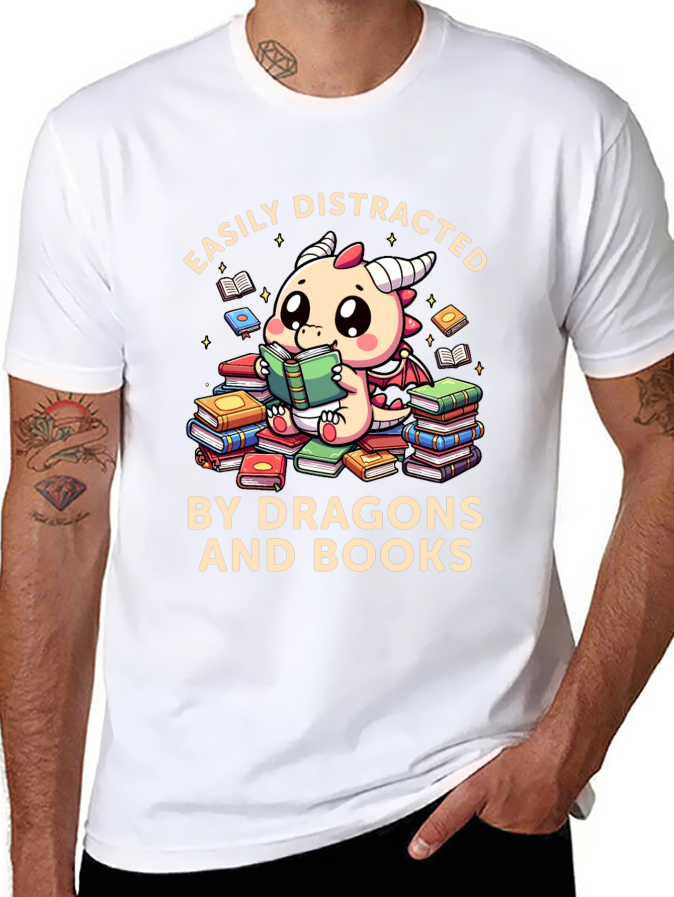 Easily Distracted by Dragons and Books T-Shirt