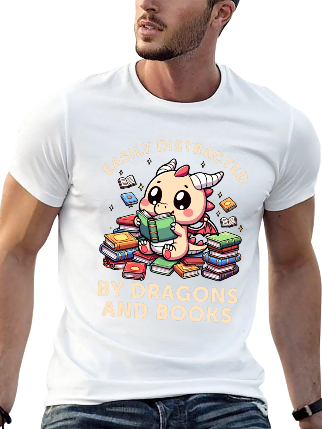 Easily Distracted by Dragons and Books T-Shirt