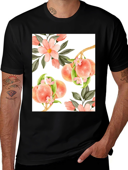Peach Floral T-Shirt - Unique Design