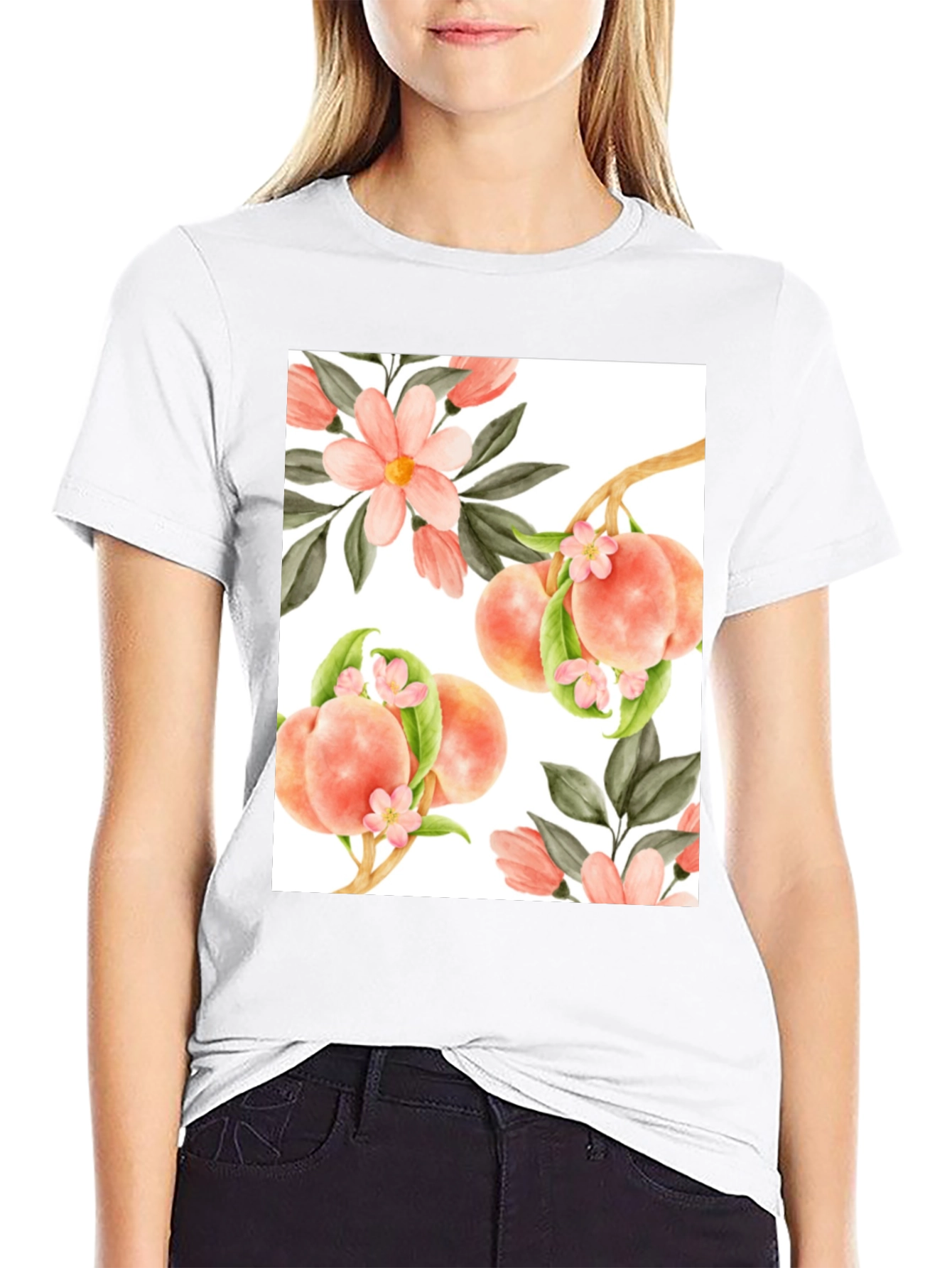 Peach Floral T-Shirt - Unique Design