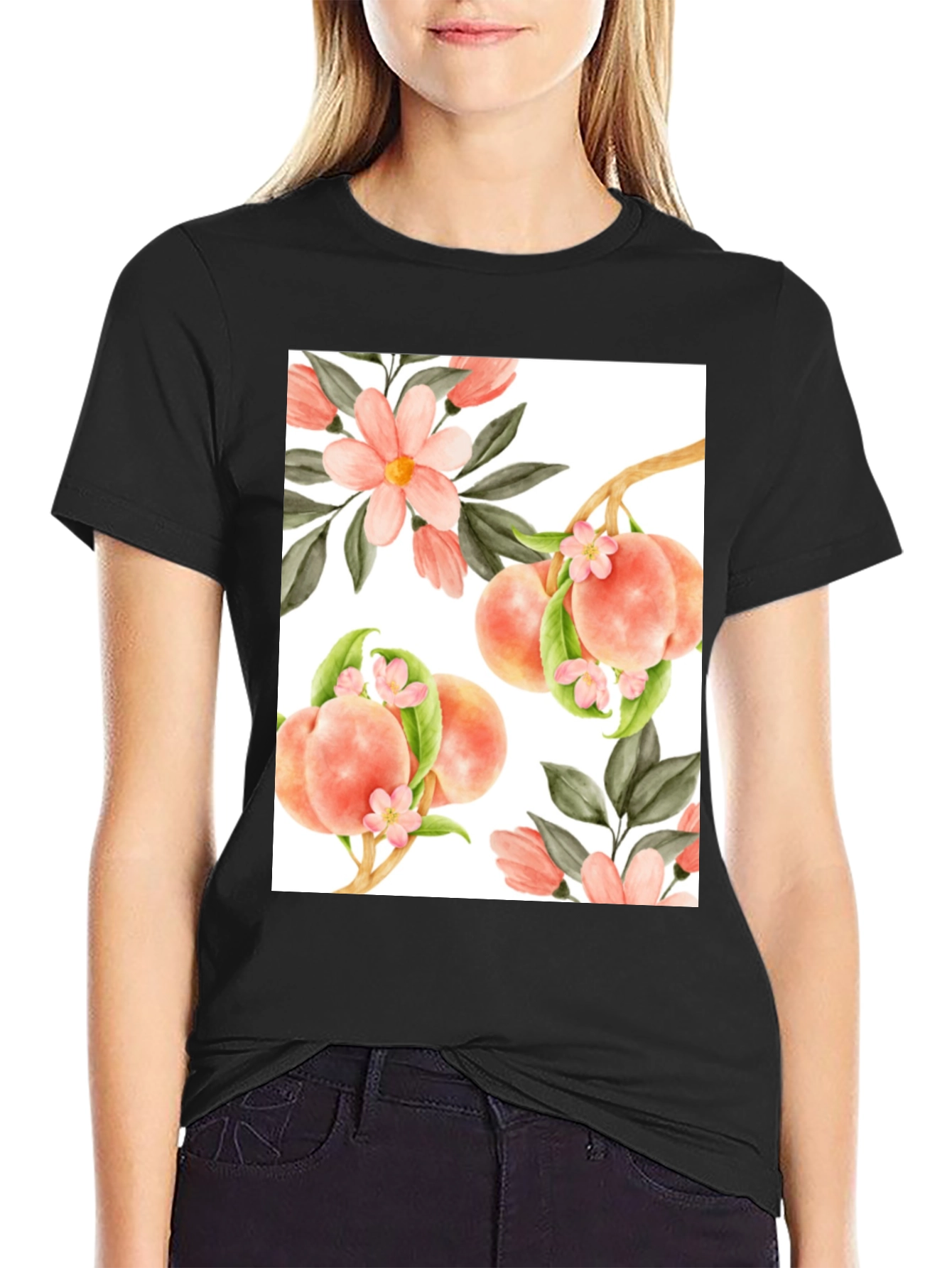 Peach Floral T-Shirt - Unique Design