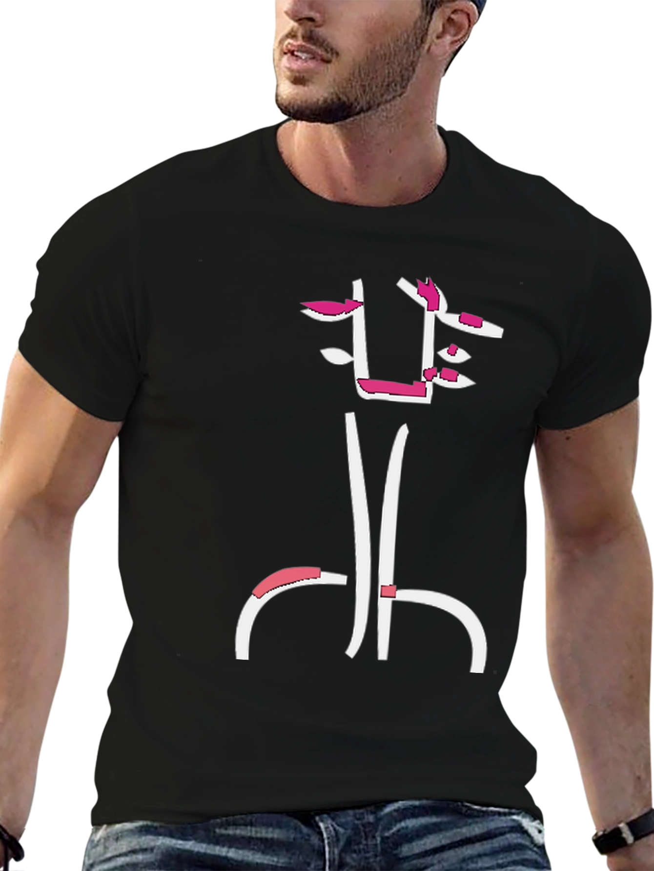 Abstract Face Black T-Shirt