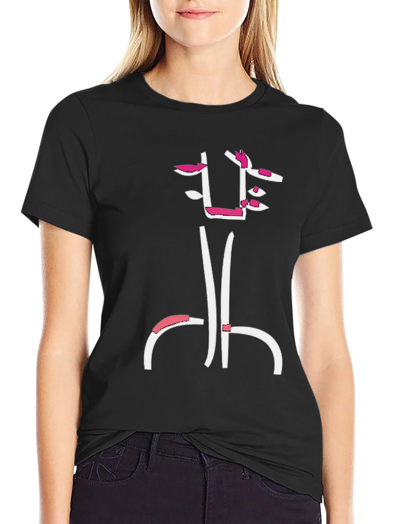 Abstract Face Black T-Shirt