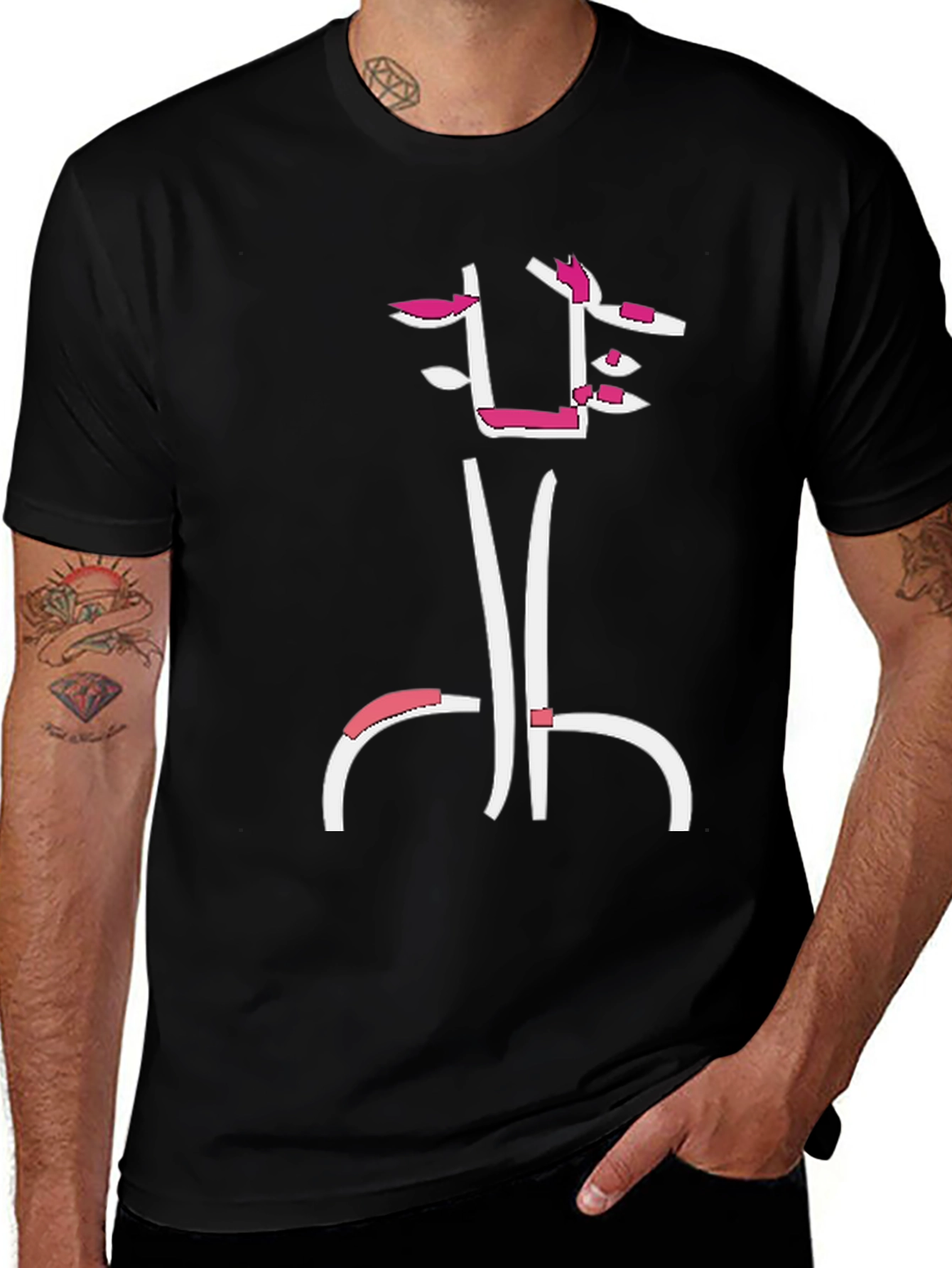 Abstract Face Black T-Shirt