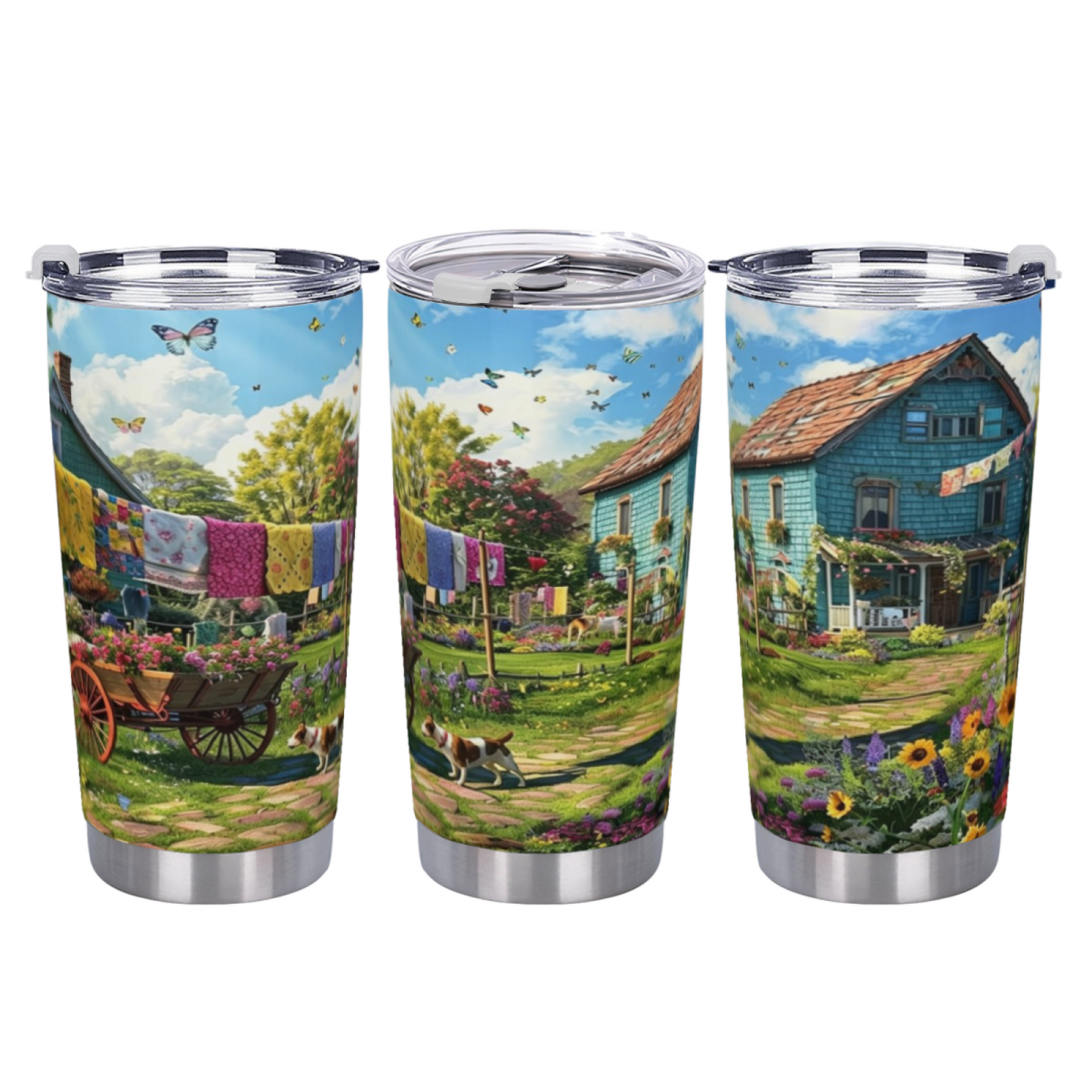 Colorful Cliffside Cinque Terre Coastal Village 20oz Scenic Tumbler