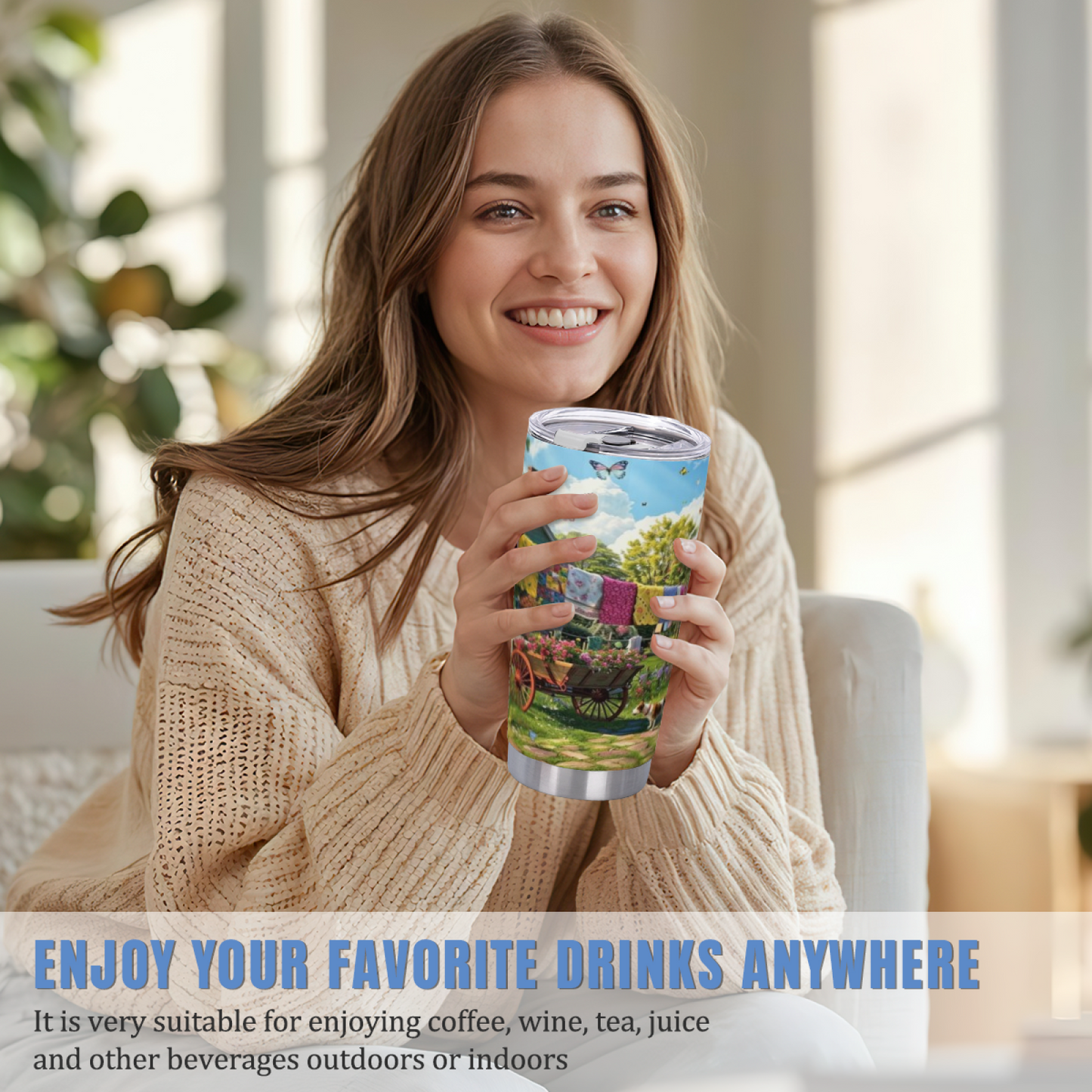 Colorful Cliffside Cinque Terre Coastal Village 20oz Scenic Tumbler