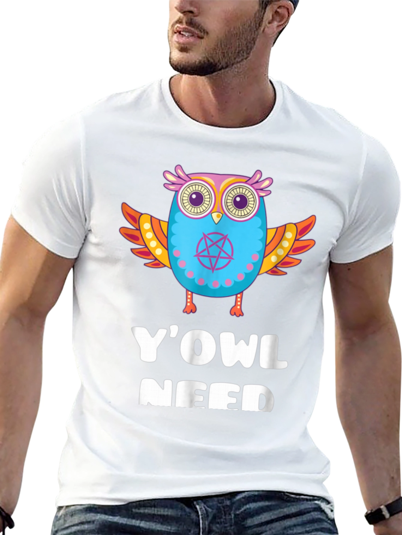 YOWL Need Funny Owl Graphic Black T-Shirt